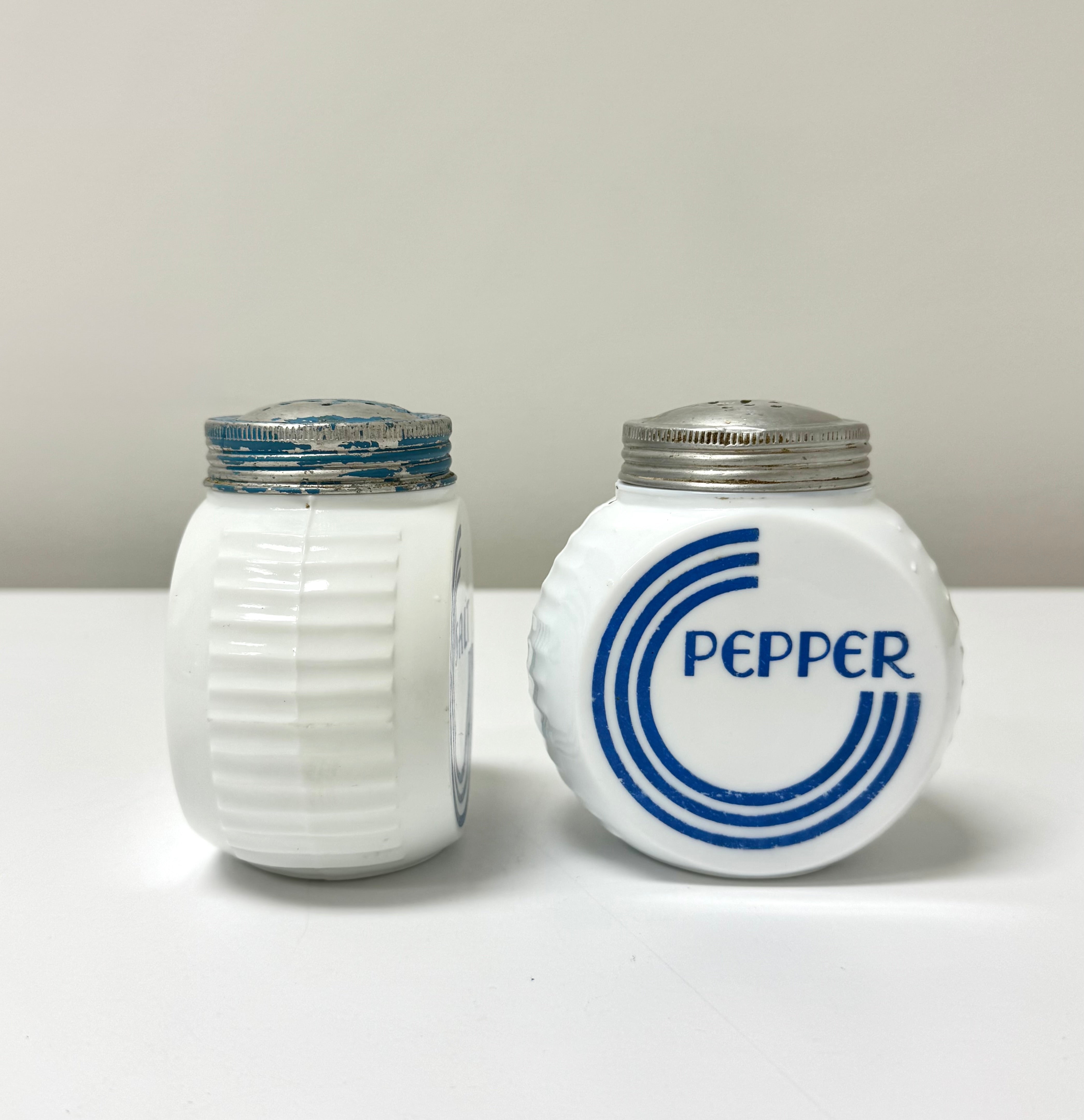 Vintage FIRE-KING 'Blue Circle' Salt & Pepper