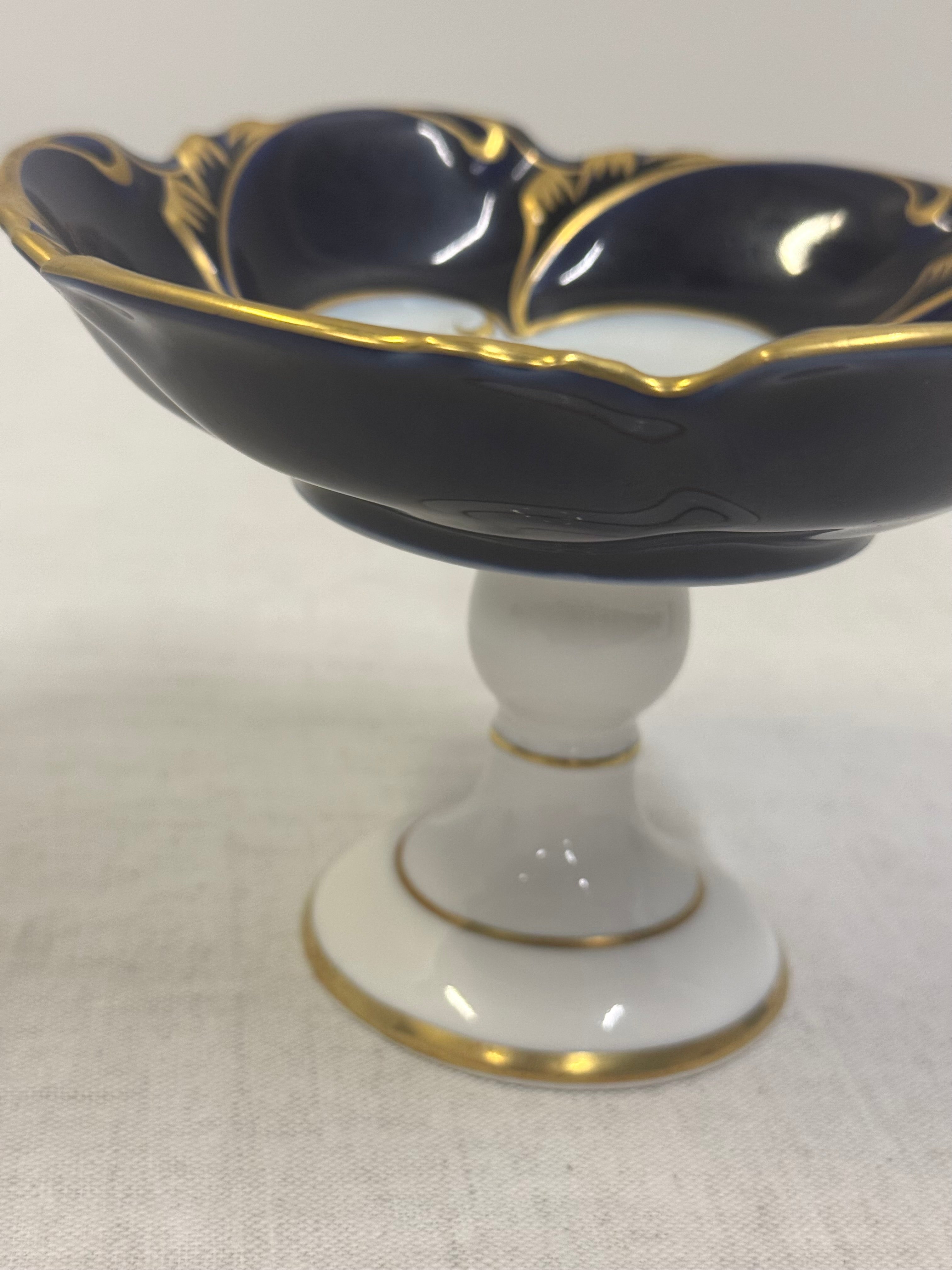 Vintage Cobalt Blue Pedestal Bowl