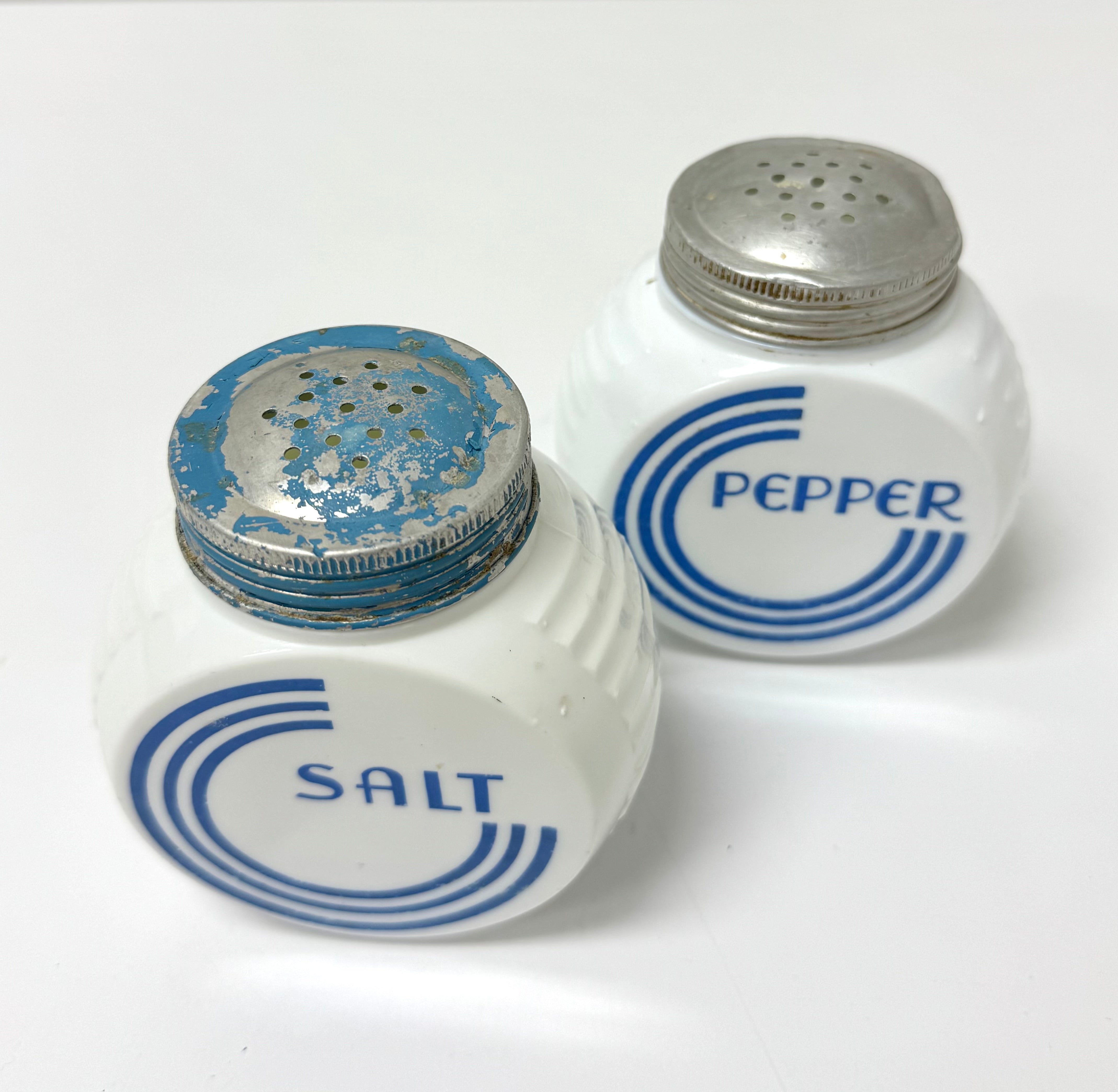 Vintage FIRE-KING 'Blue Circle' Salt & Pepper