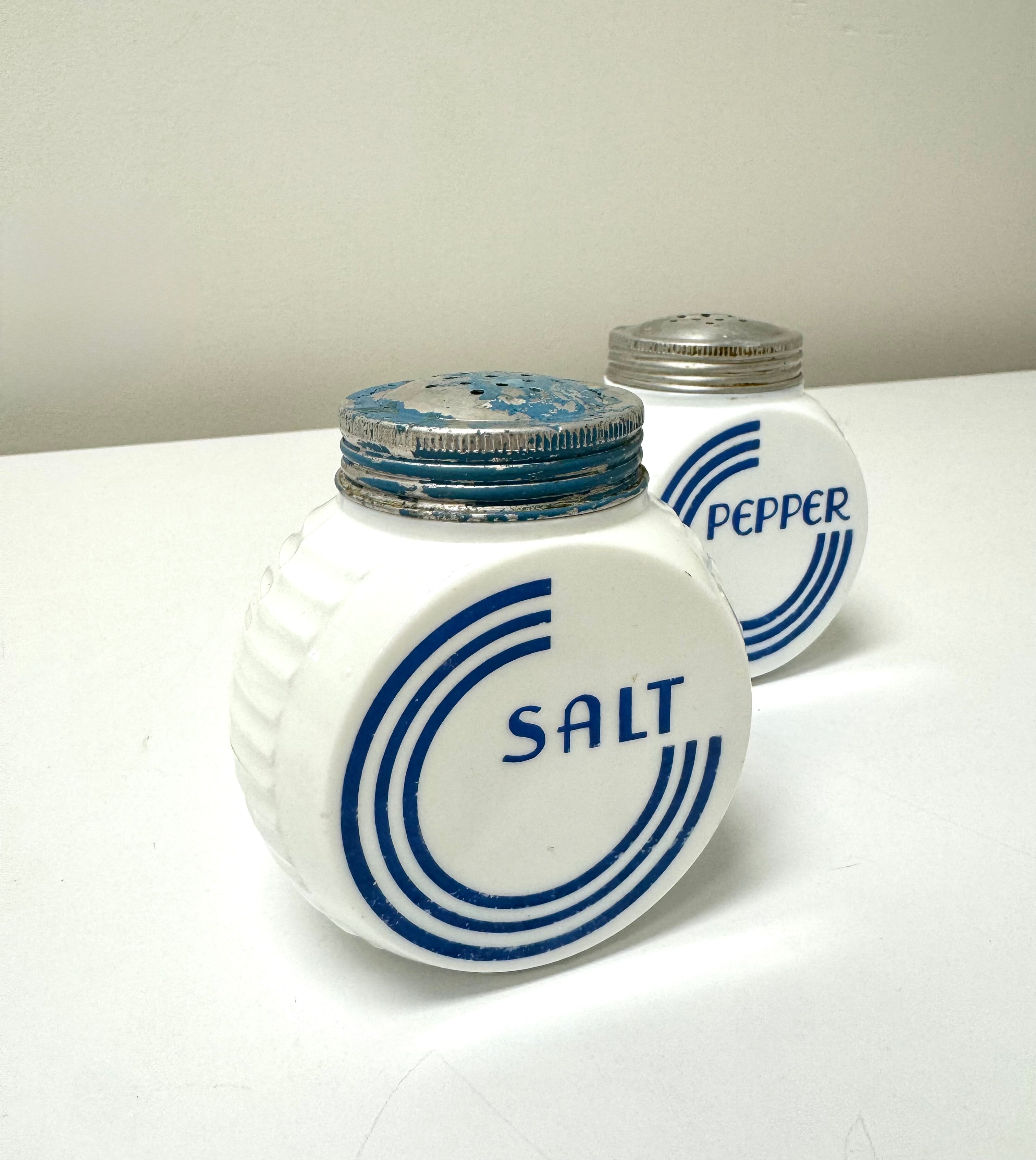 Vintage FIRE-KING 'Blue Circle' Salt & Pepper