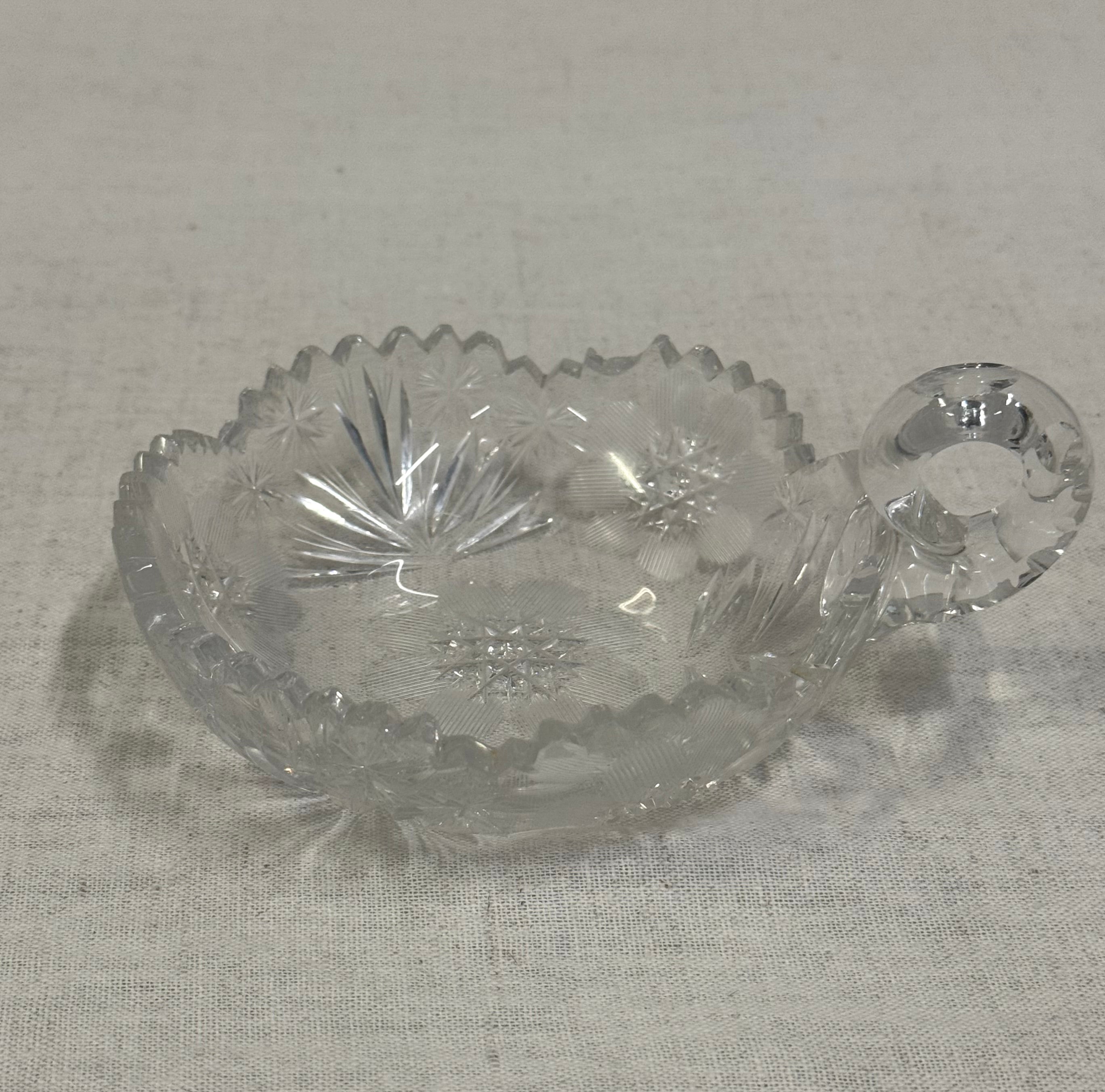 Cut Crystal Dish with Handle