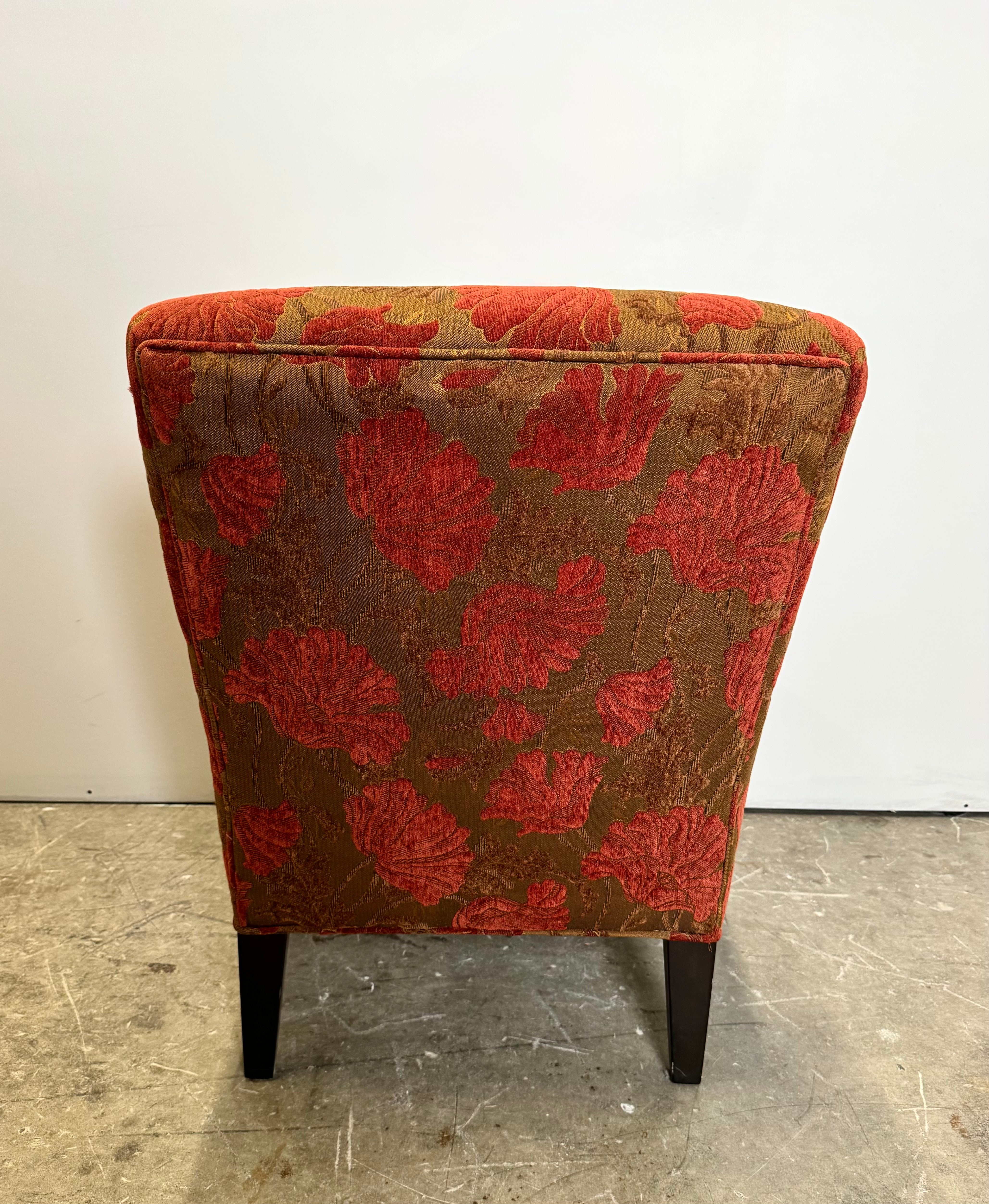 PIER 1 Bronze & Crimson Slipper Chair & Ottoman