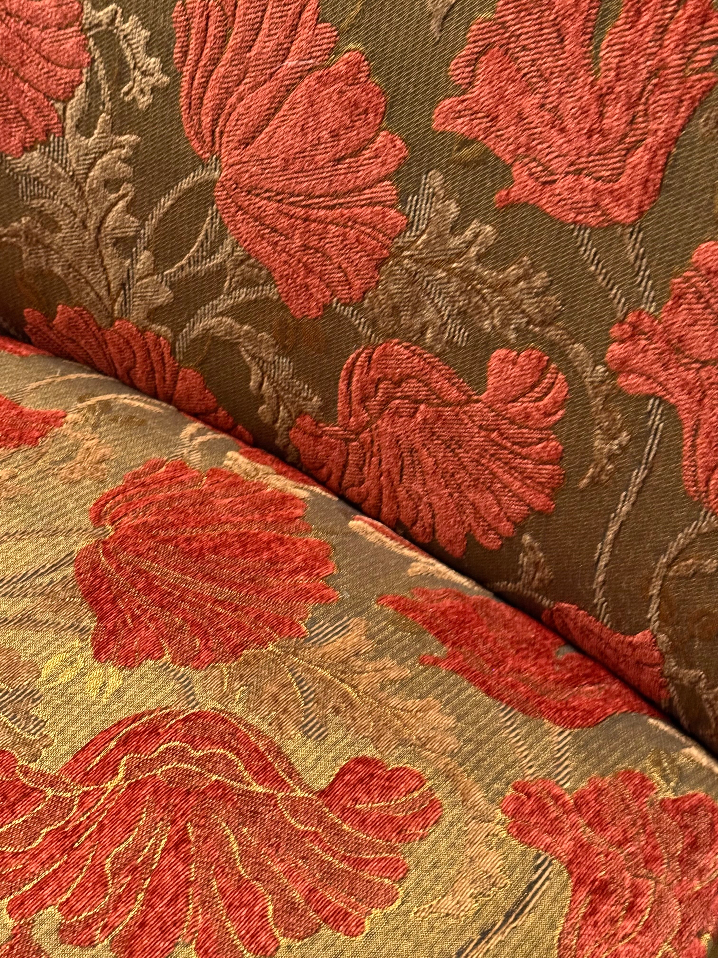 PIER 1 Bronze & Crimson Slipper Chair & Ottoman
