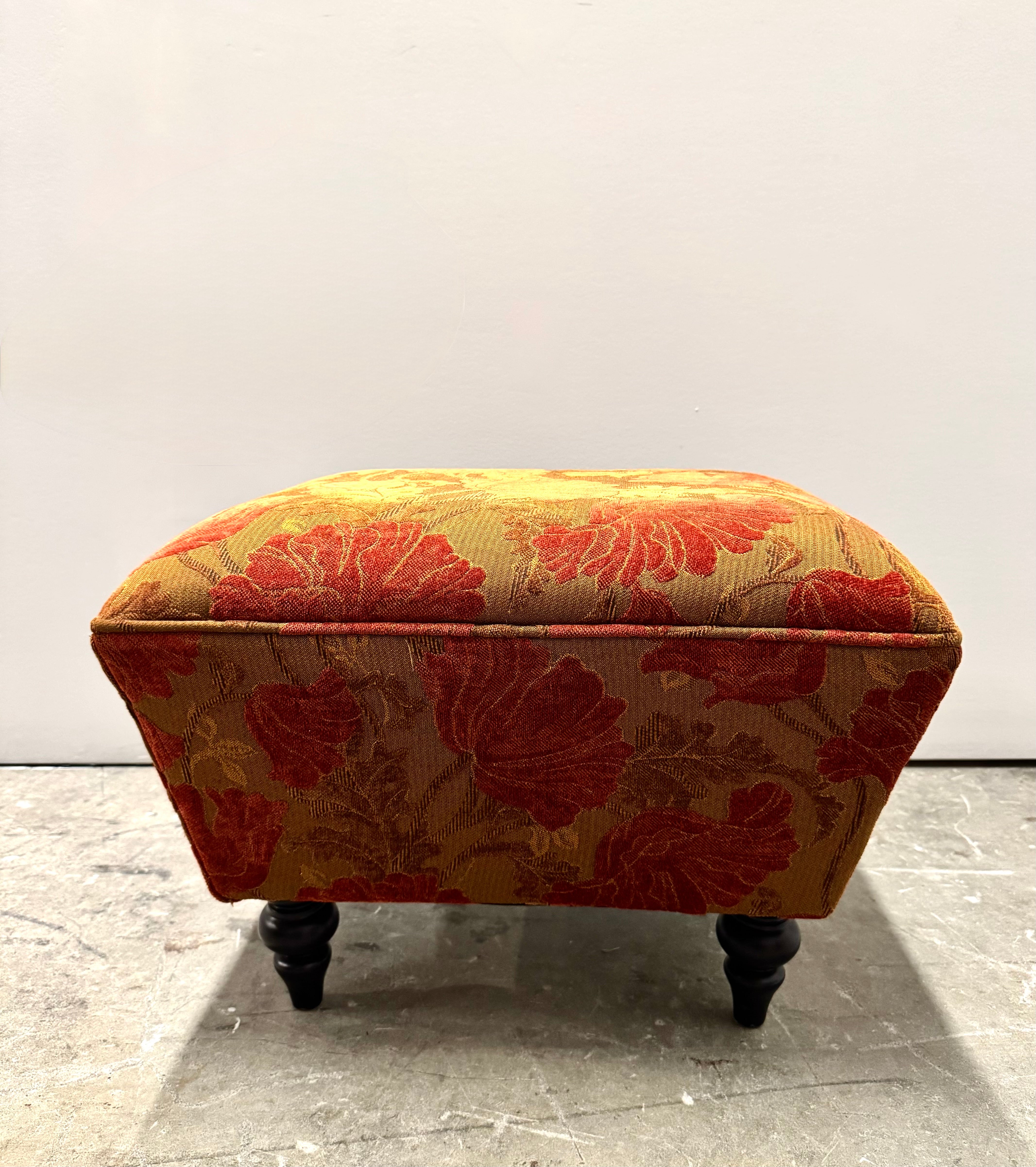 PIER 1 Bronze & Crimson Slipper Chair & Ottoman