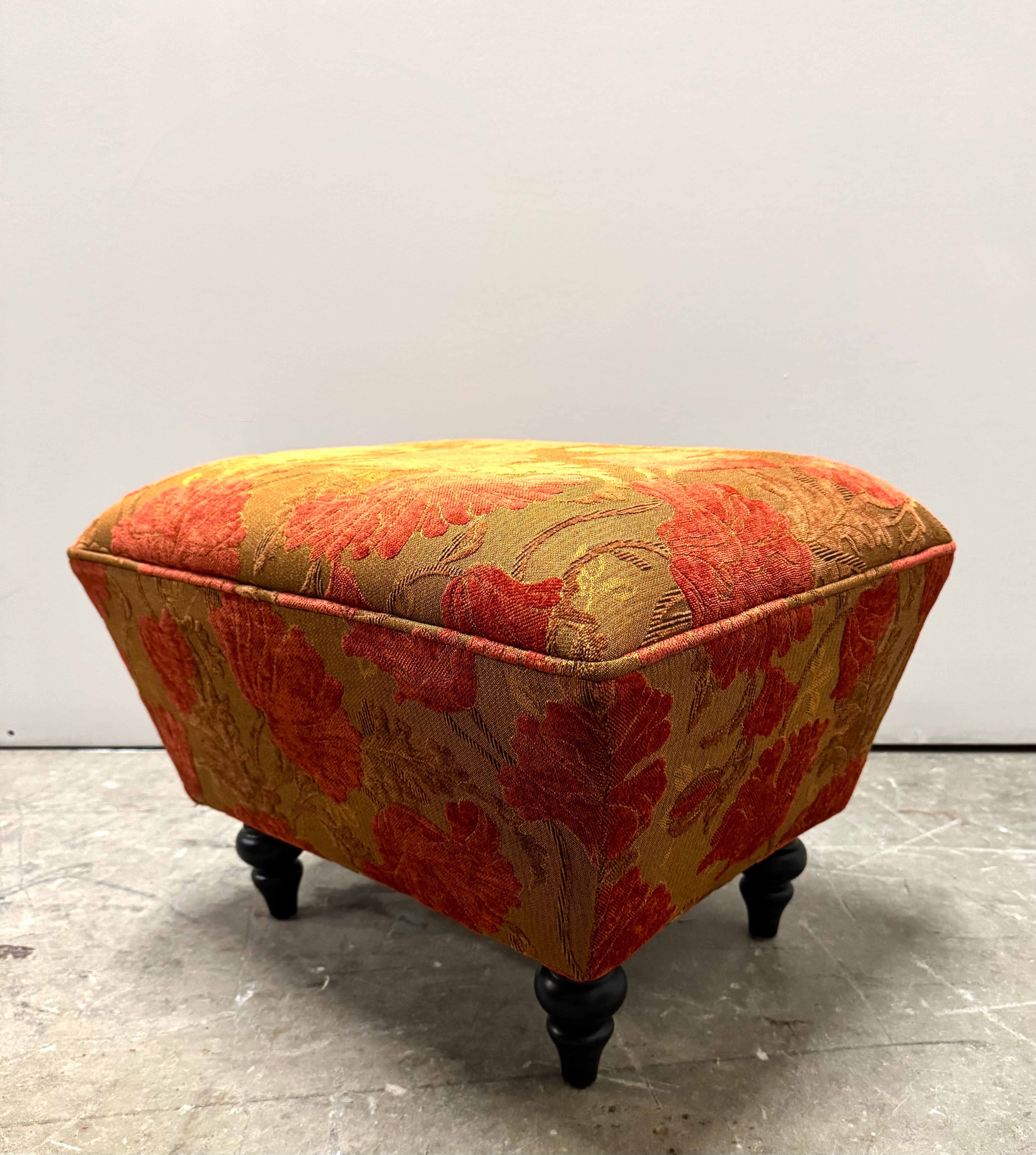 PIER 1 Bronze & Crimson Slipper Chair & Ottoman