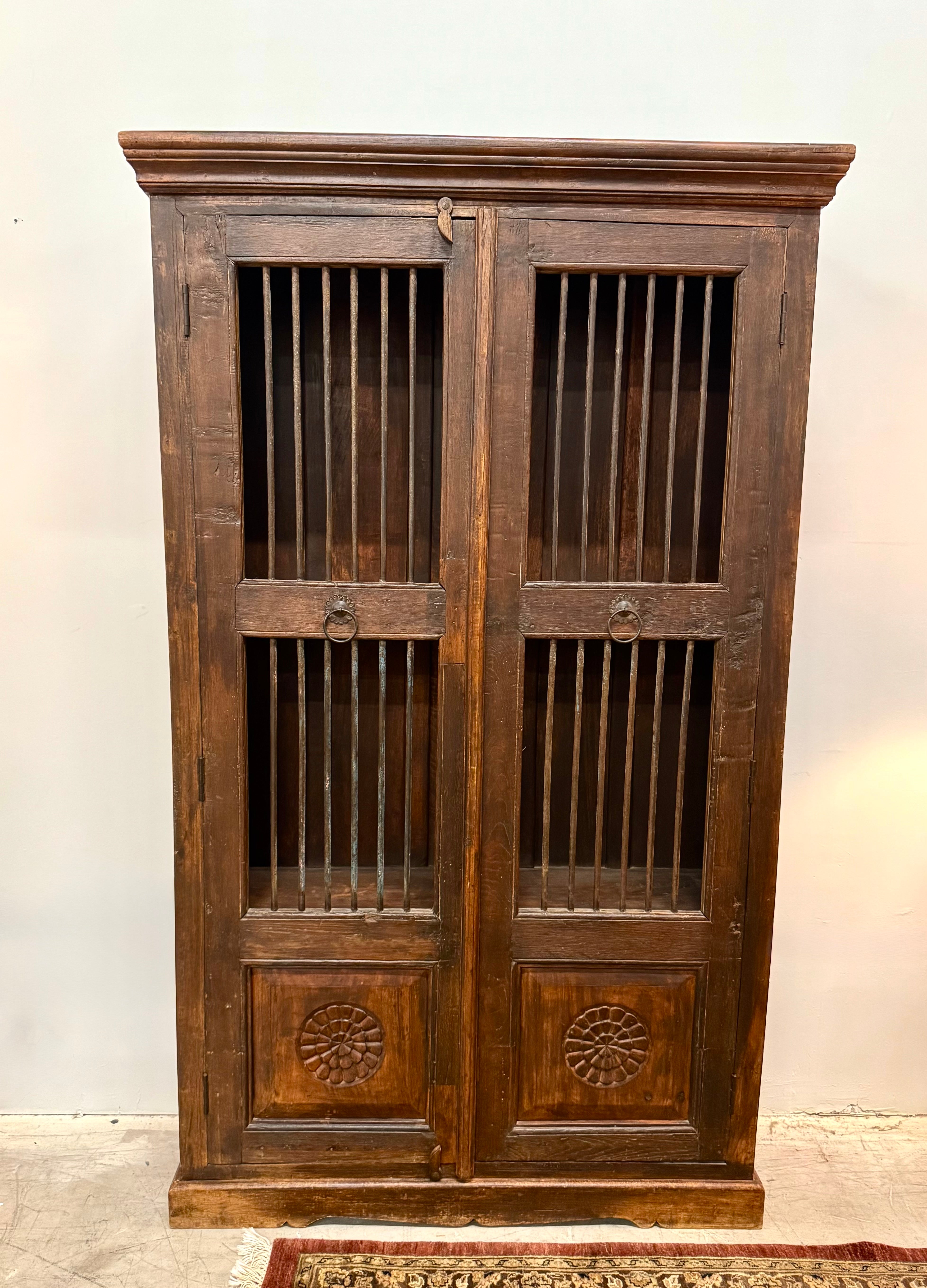 Vintage Indian Cabinet with Iron Bars