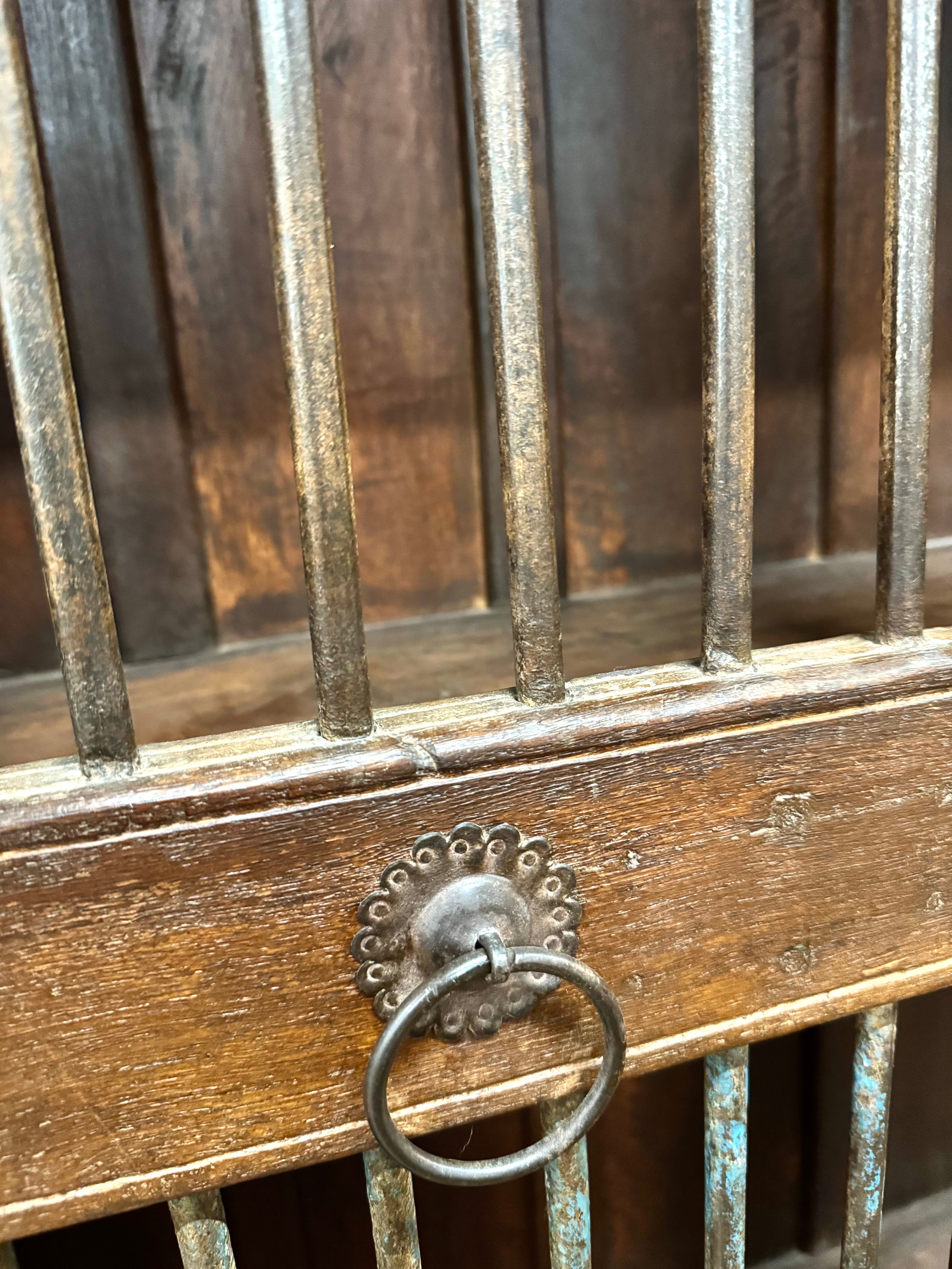 Vintage Indian Cabinet with Iron Bars