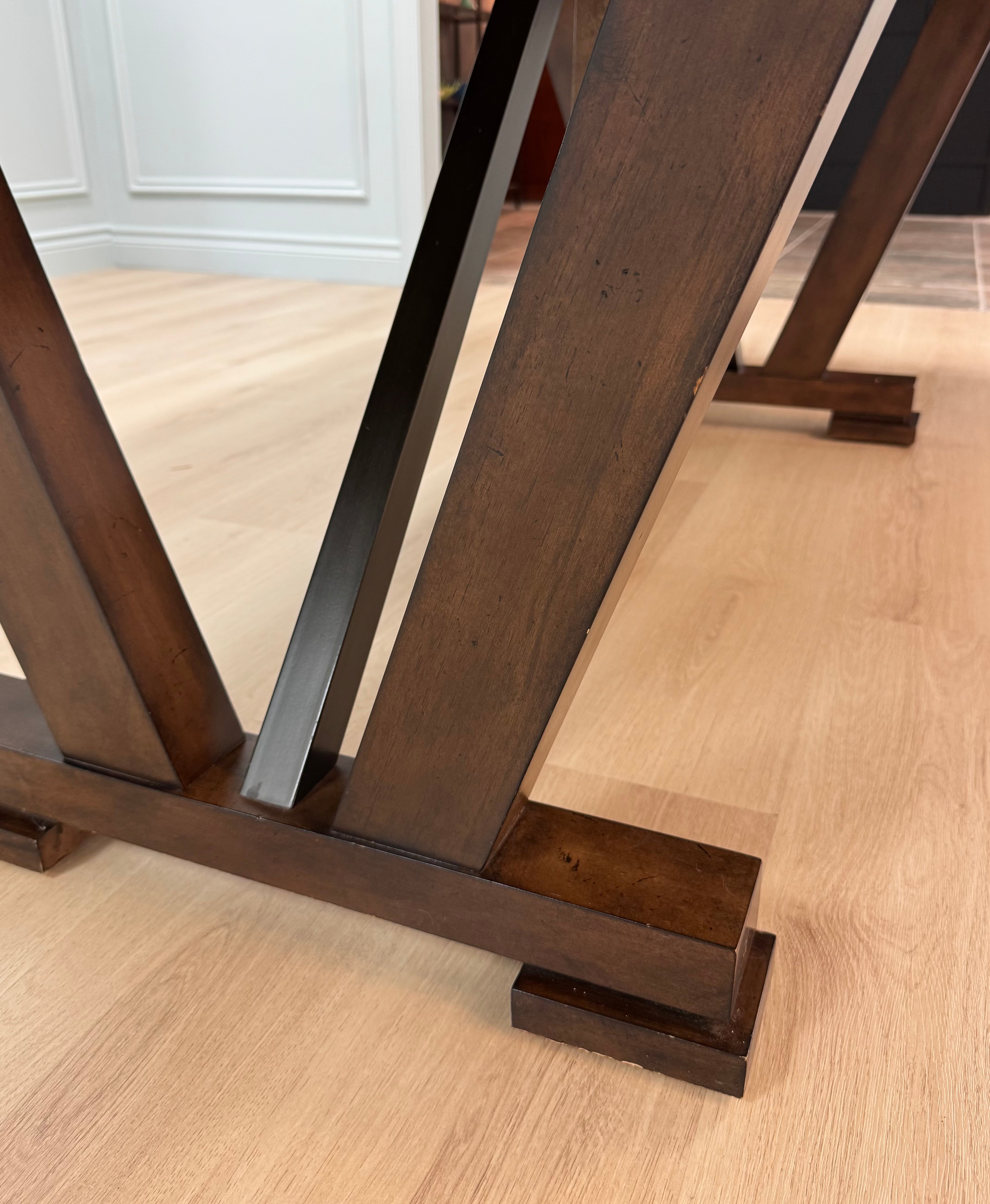 Dark Wood Trestle Dining Table