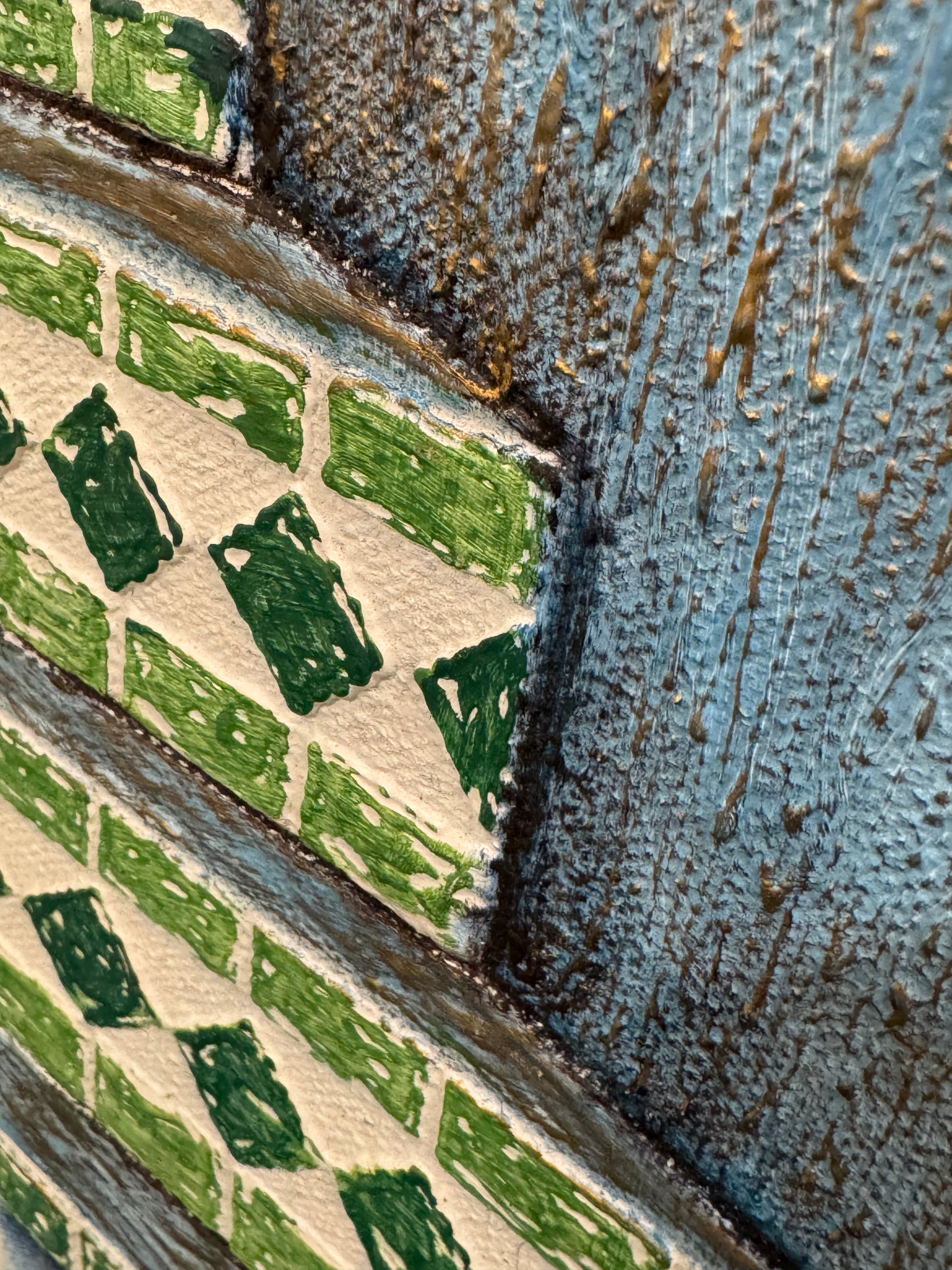 'Green Door in Morocco' Textured Painting