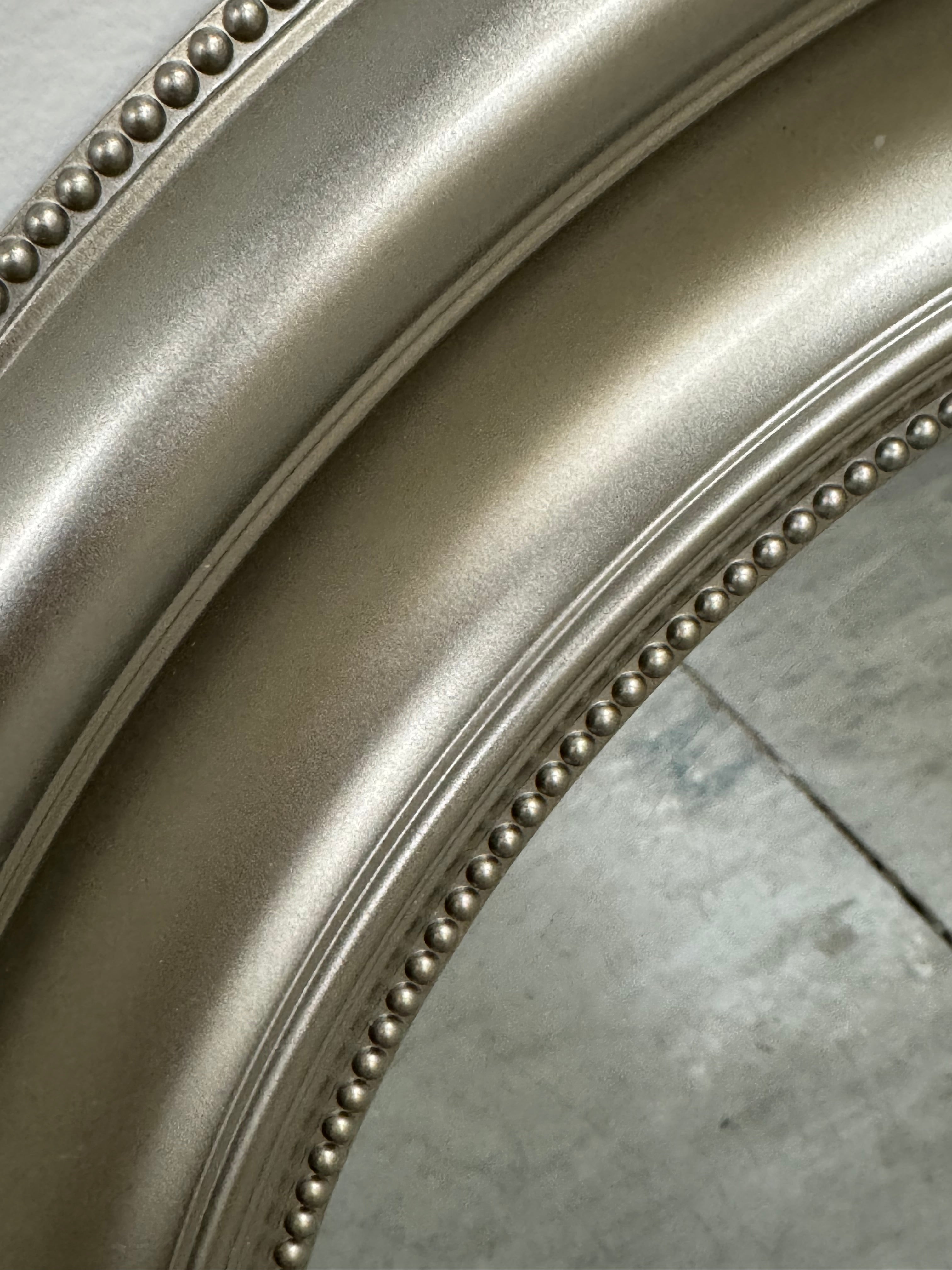 Matte Silver Beaded 24" Round Mirror