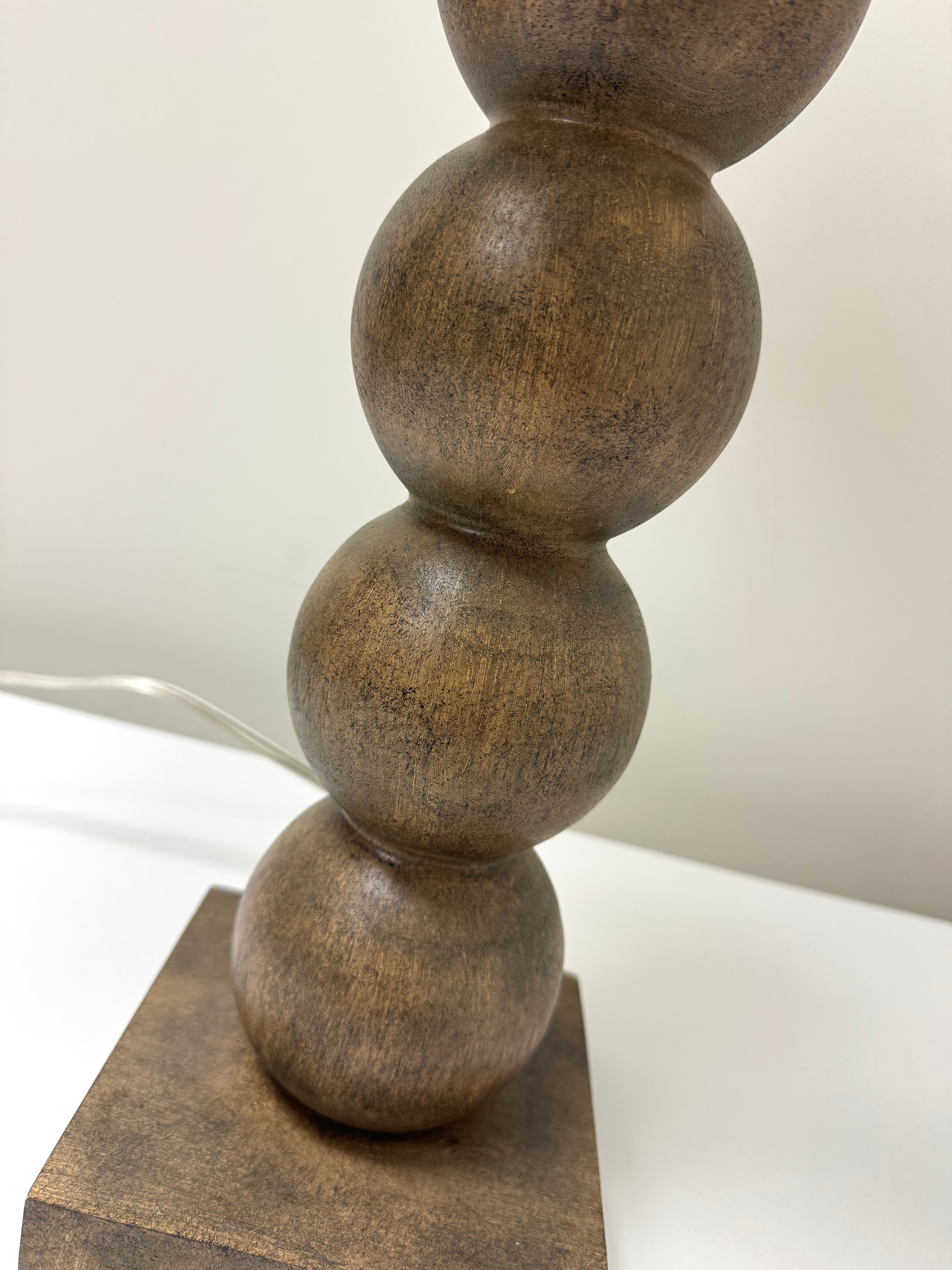 Distressed Wood-finish Ball Lamp