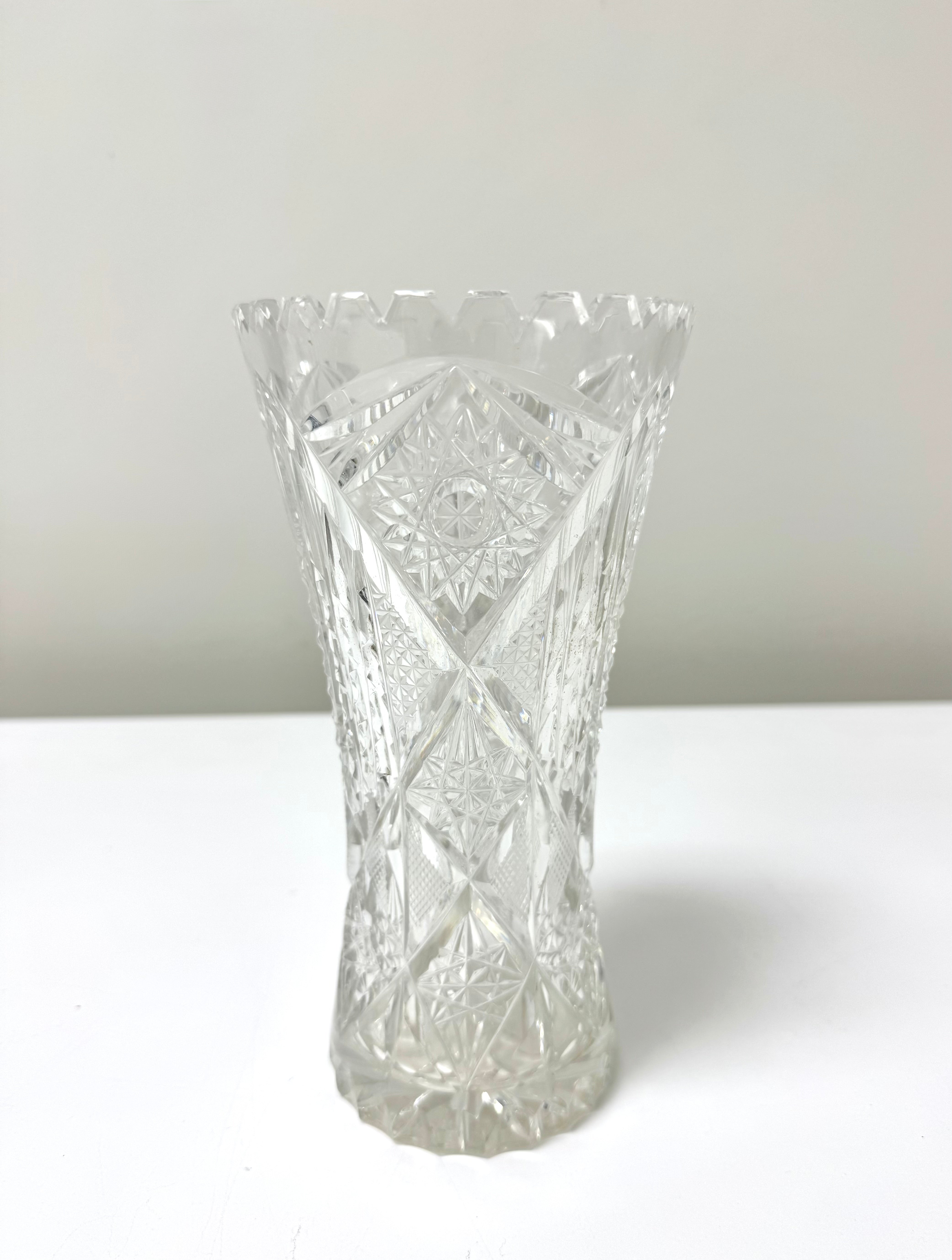 Vintage Cut Crystal Pinwheel Vase