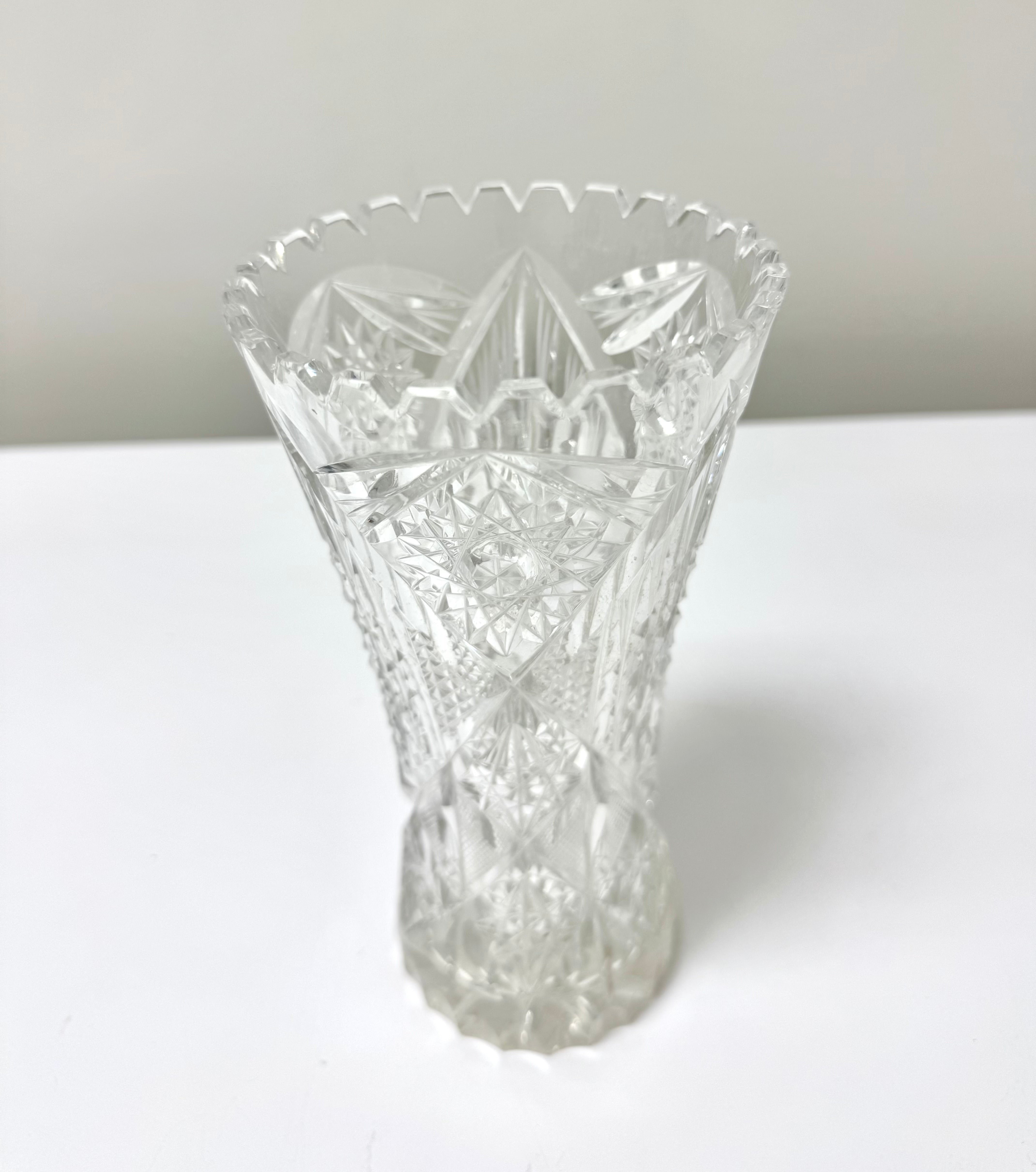 Vintage Cut Crystal Pinwheel Vase