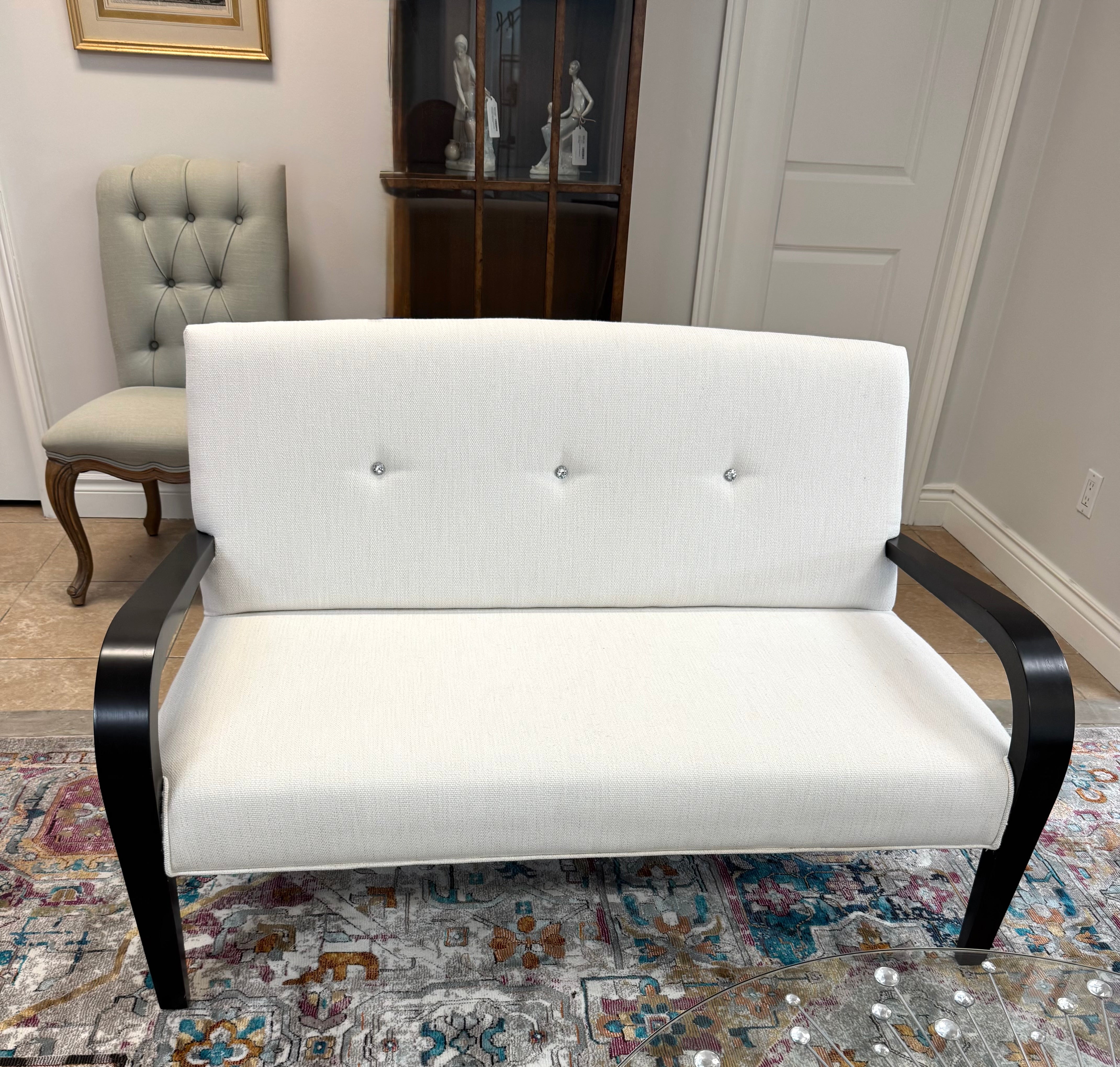 NEW! Ivory Settee with Curved Arms