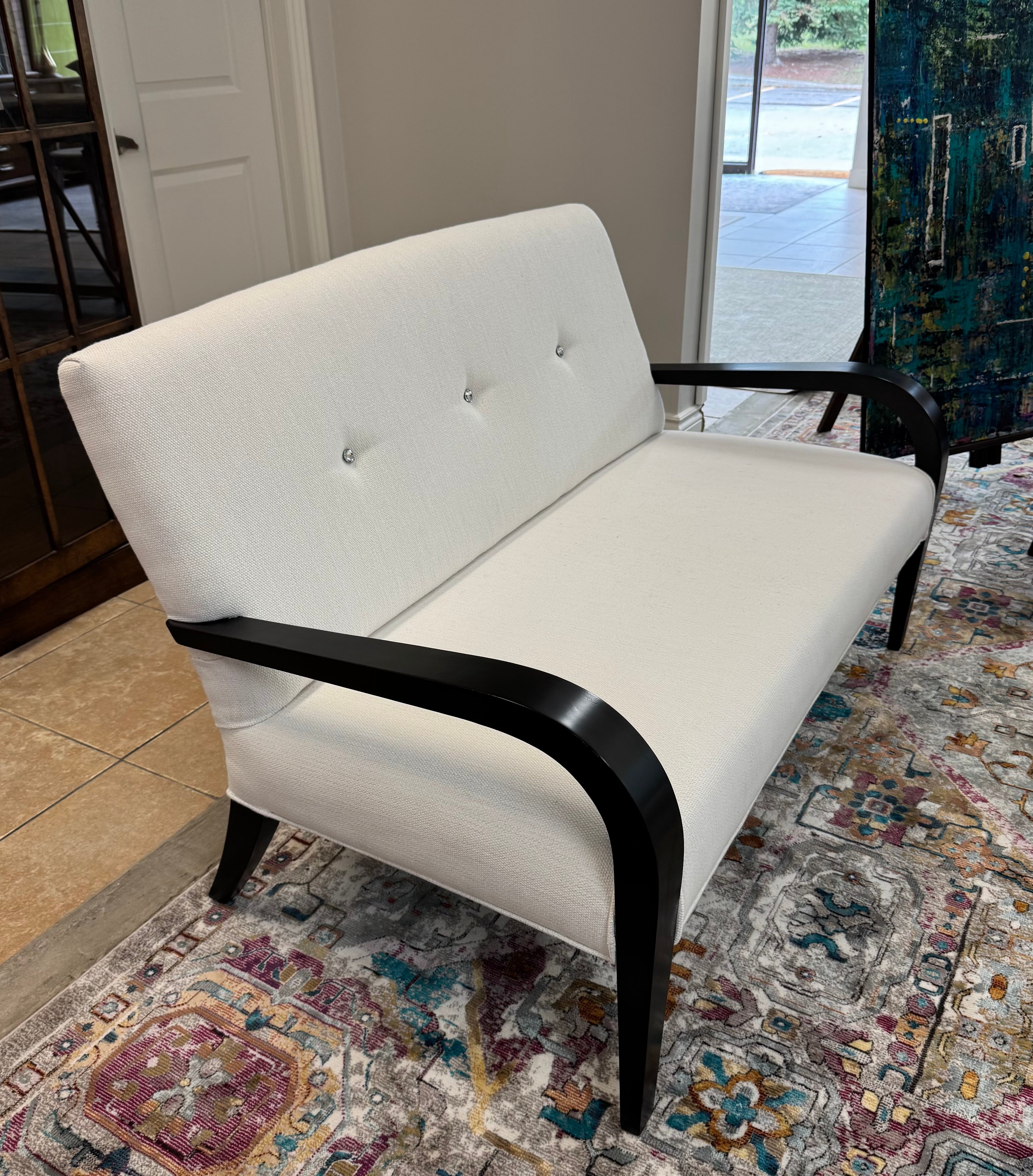 NEW! Ivory Settee with Curved Arms