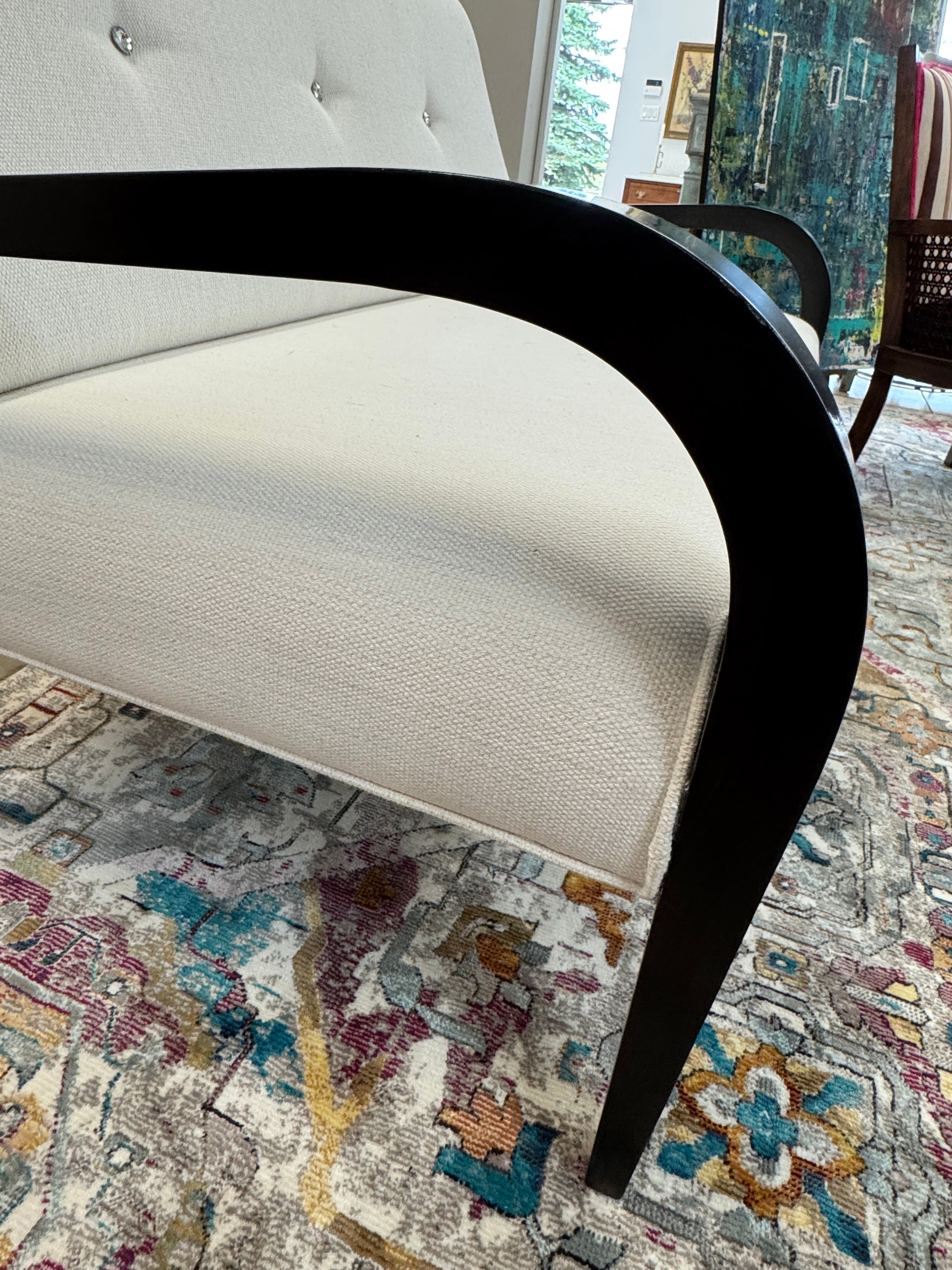 NEW! Ivory Settee with Curved Arms