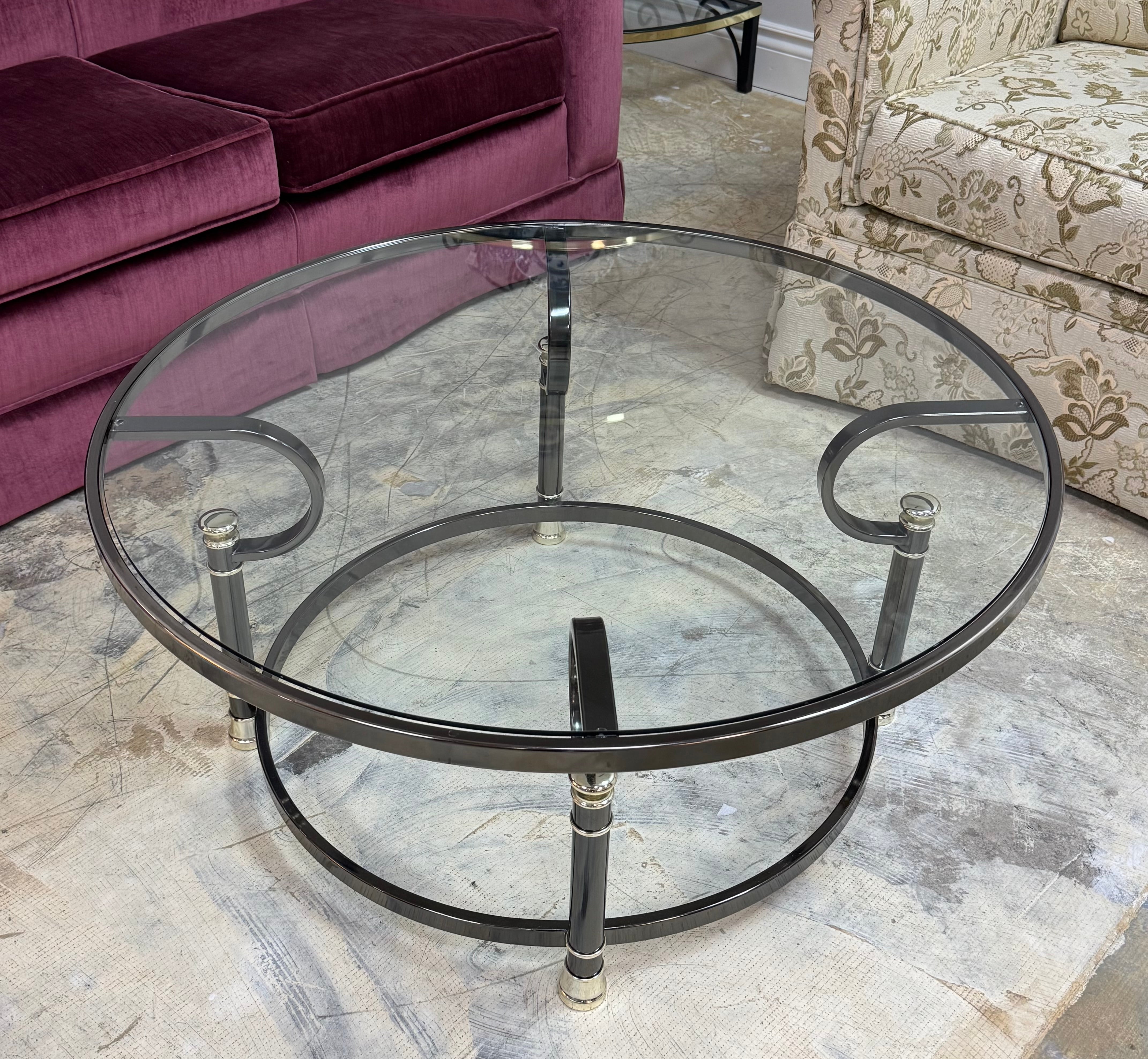 Black Chrome and Glass Coffee Table