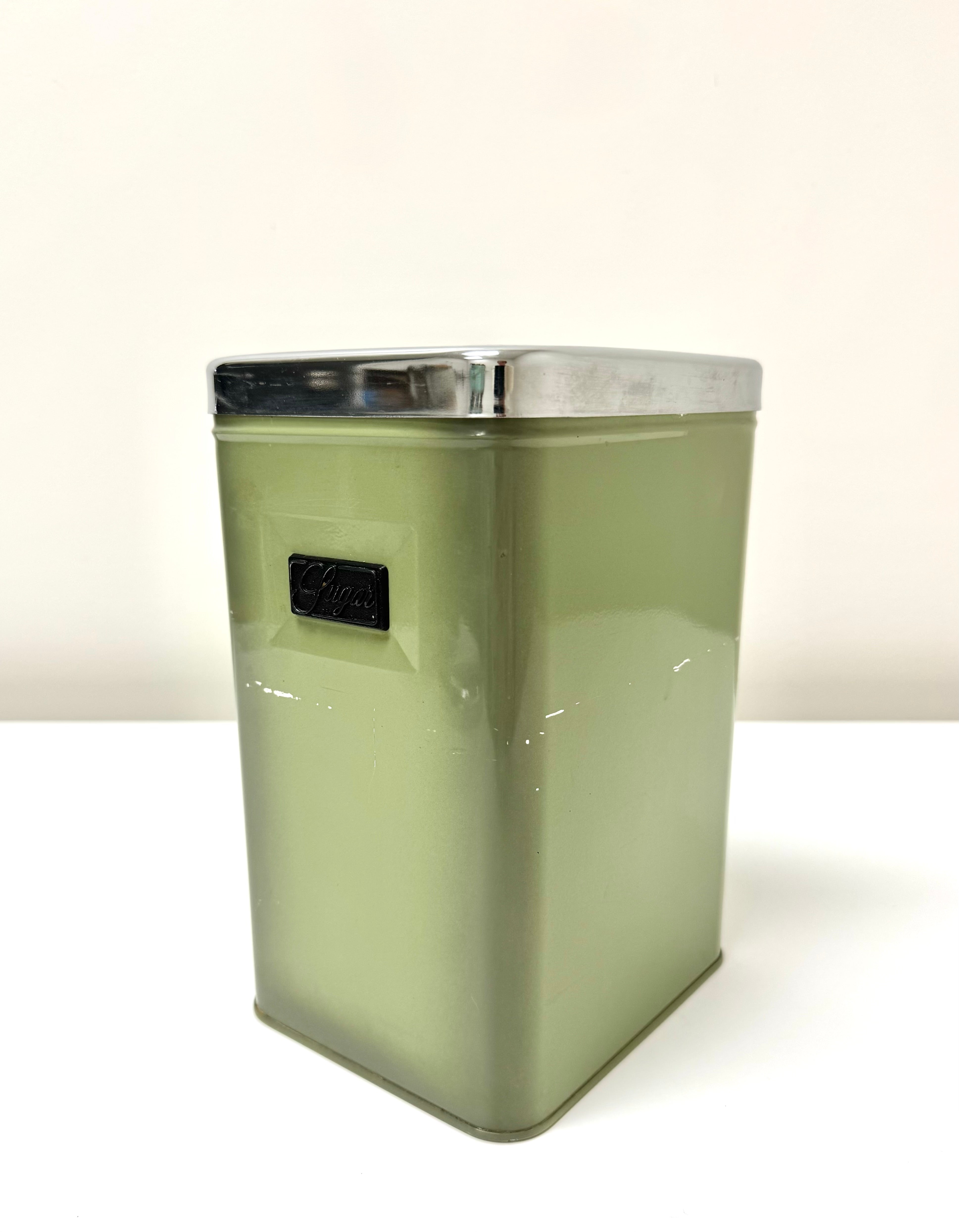 Vintage Avocado Green Sugar Tin