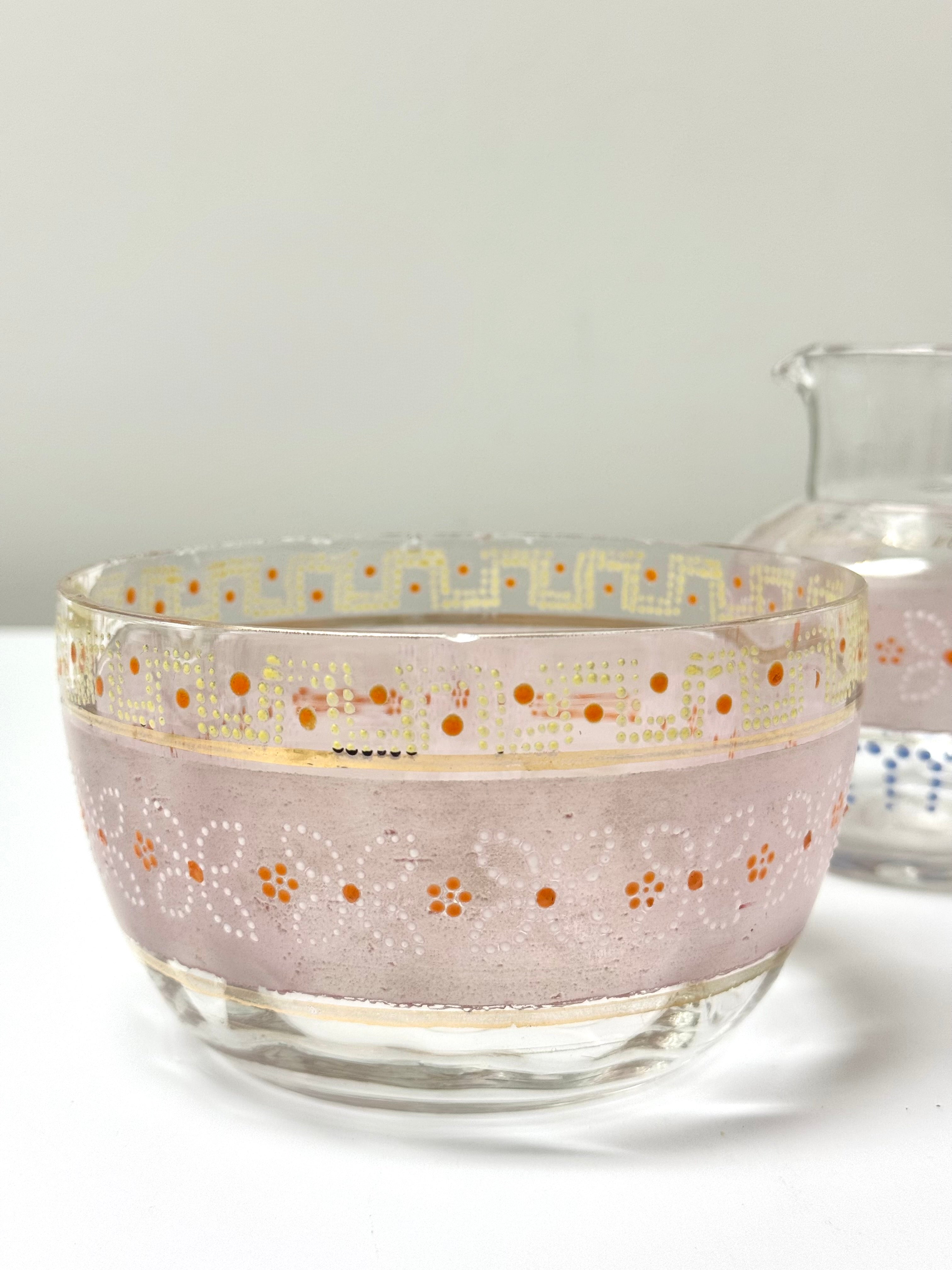 Antique Hand-blown Glass Bowl & Pitcher