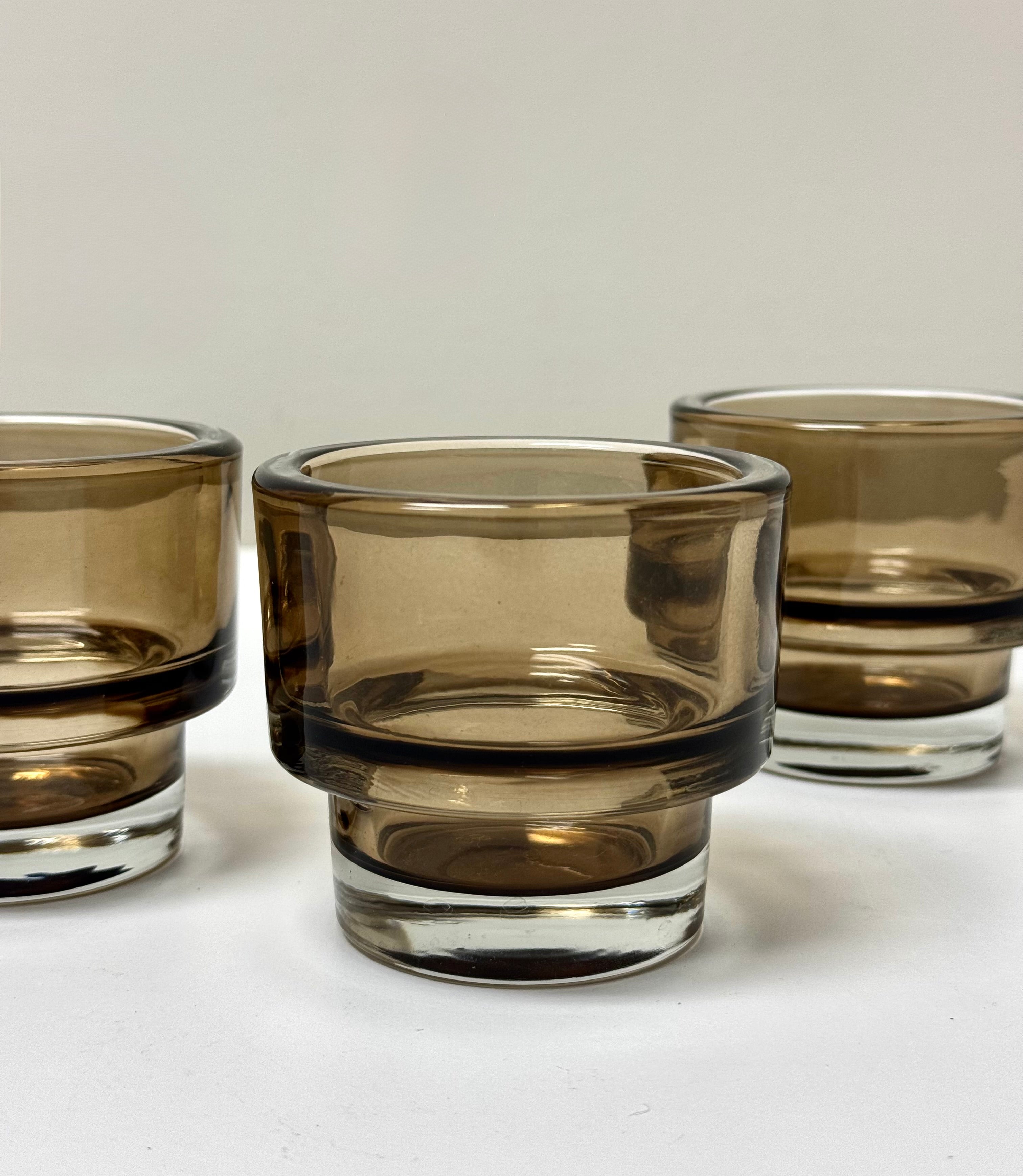Vintage IKEA Smoked Glass Votive Holders Set of 3