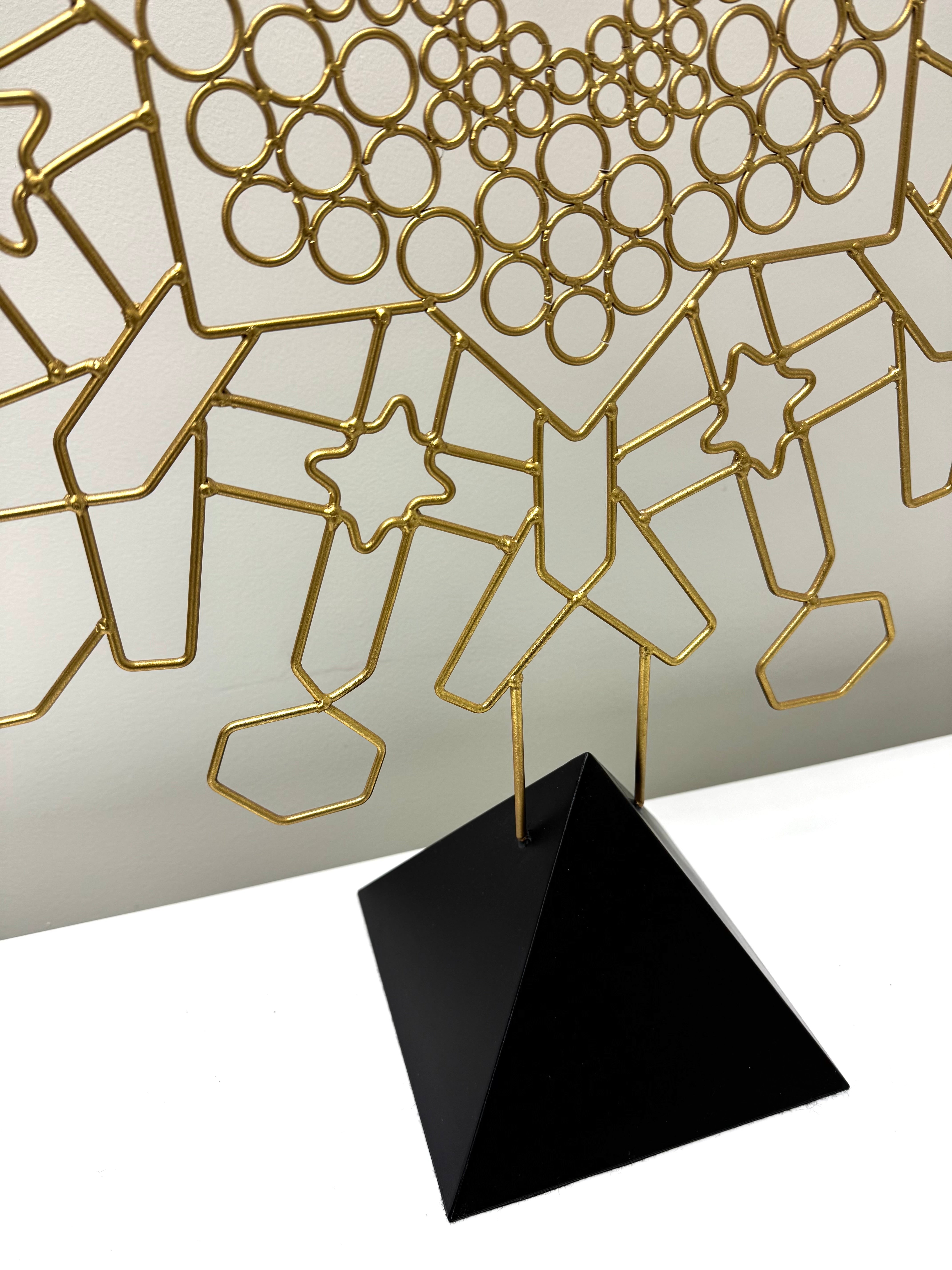 Gold Geometric Wire Sculpture
