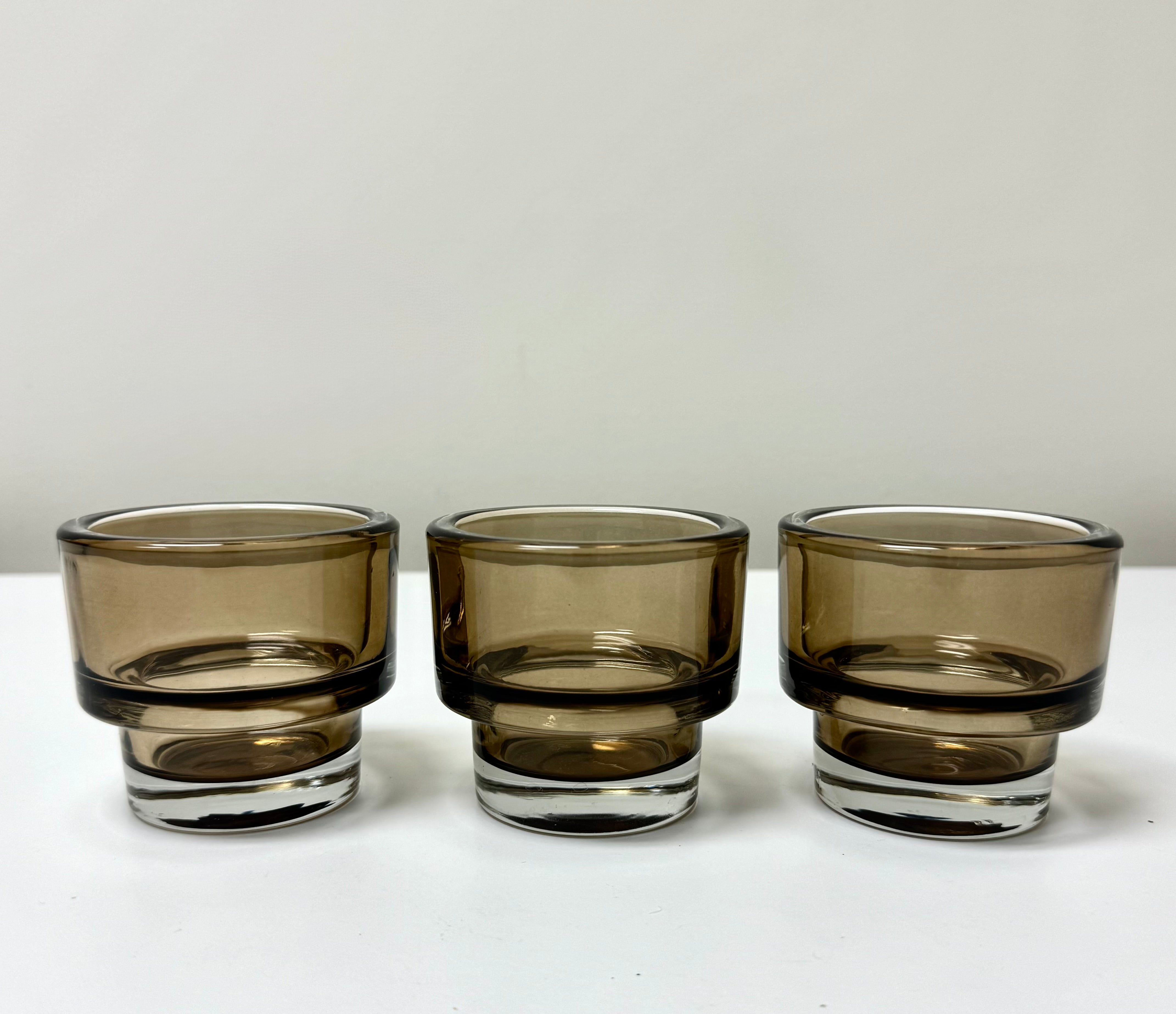Vintage IKEA Smoked Glass Votive Holders Set of 3