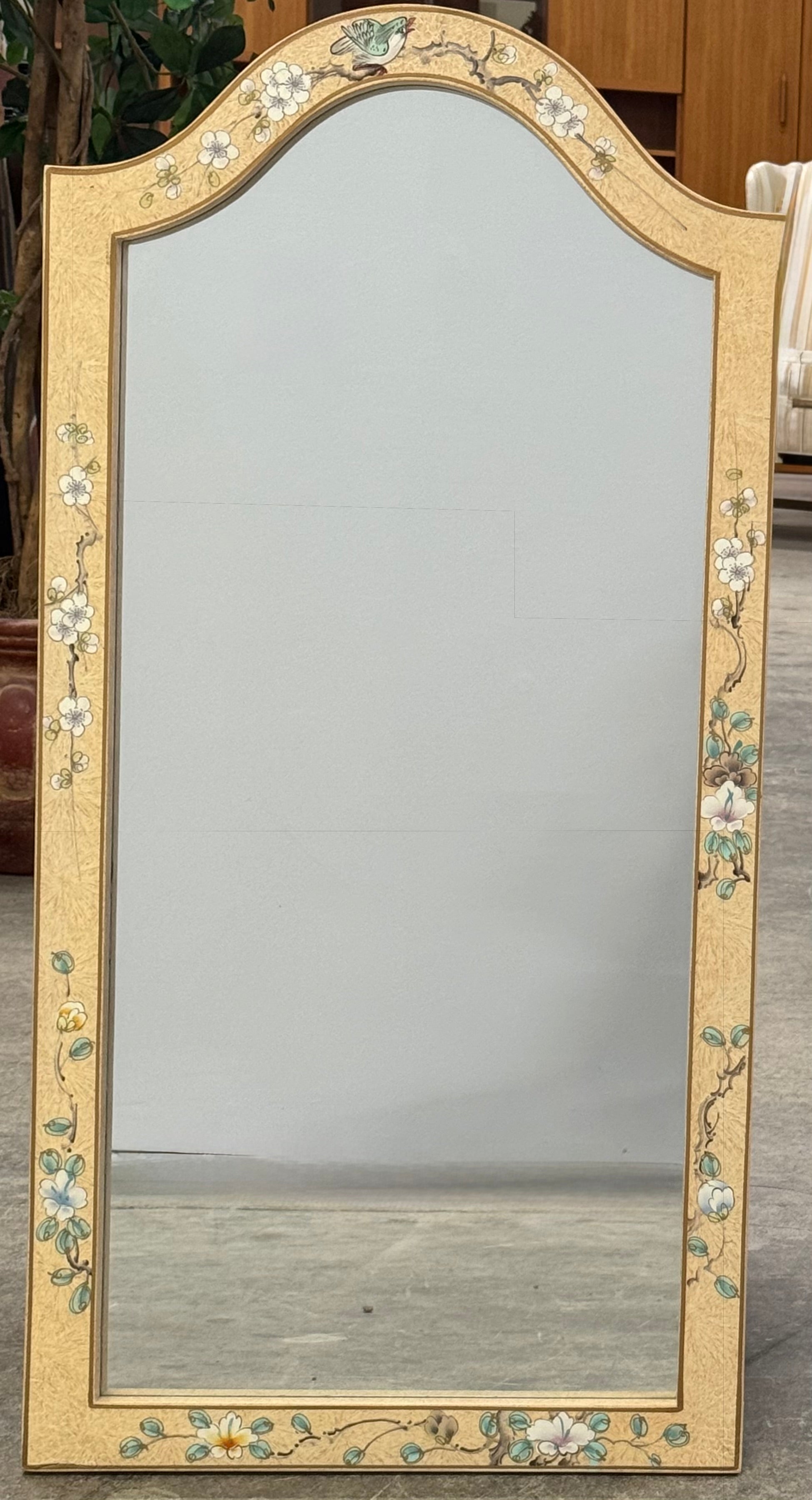 Crackled Ivory Floral Mirror