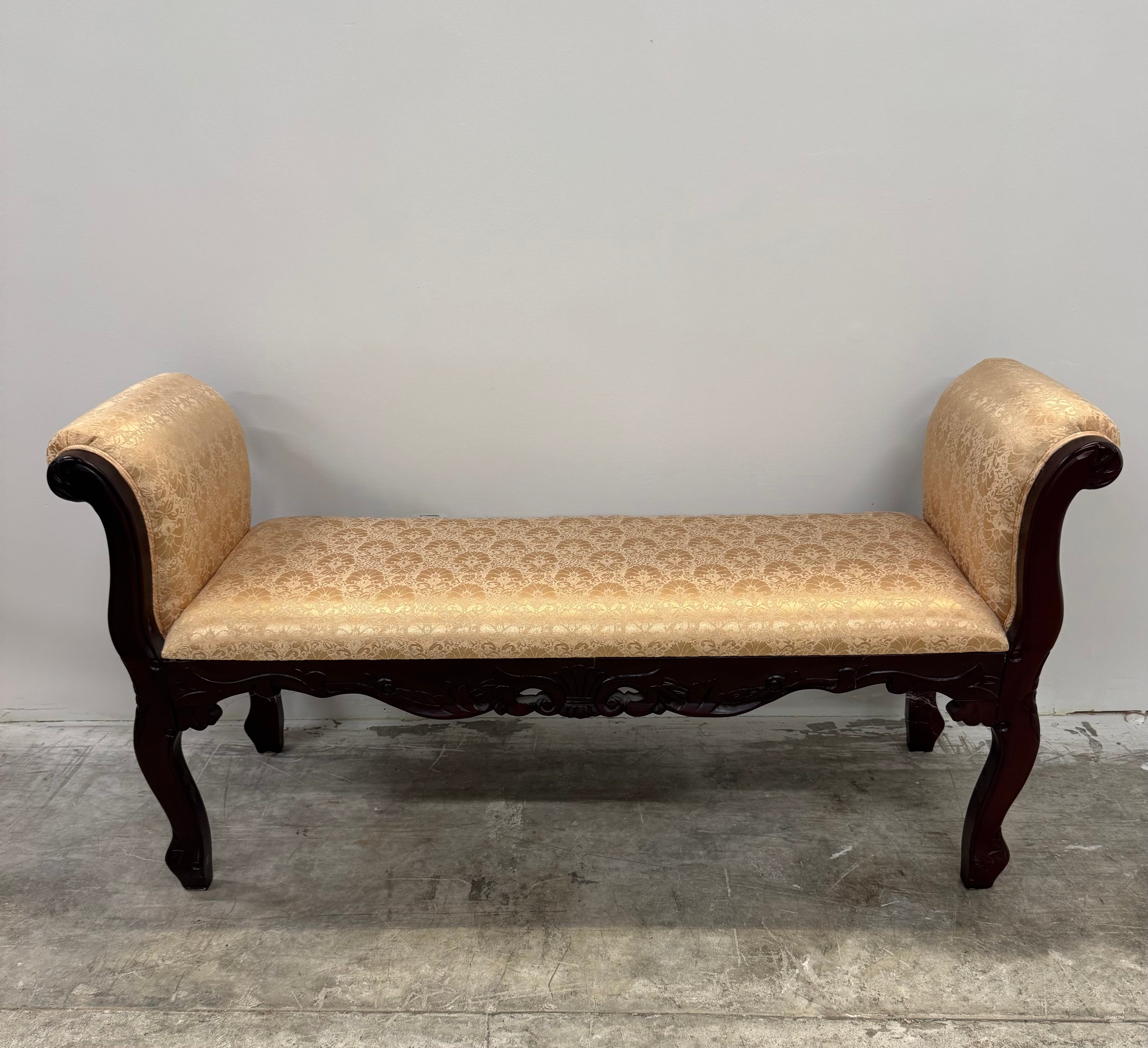 Light Gold Damask 54" Window Bench