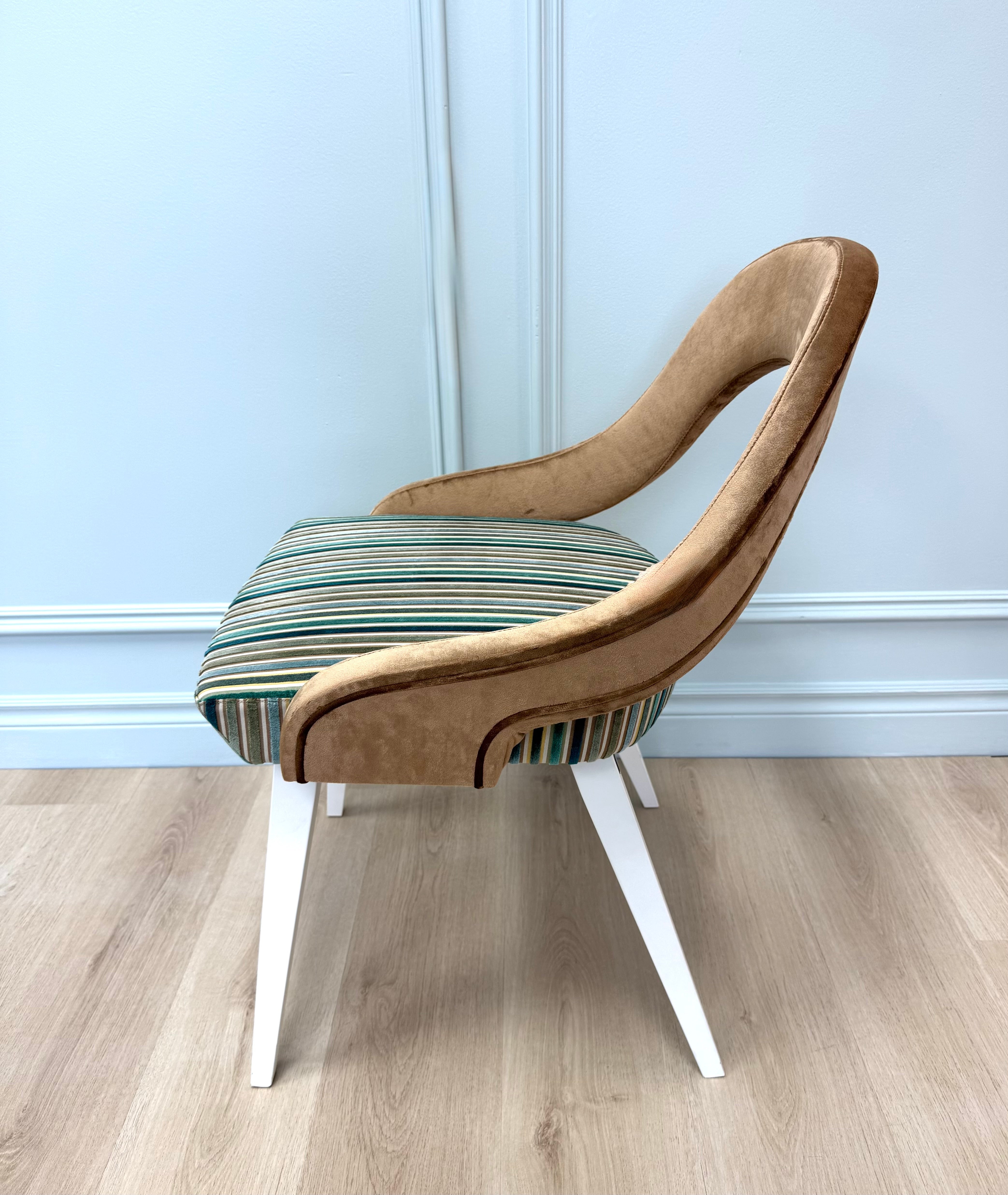 NEW! Striped Velvet MCM-style Chair