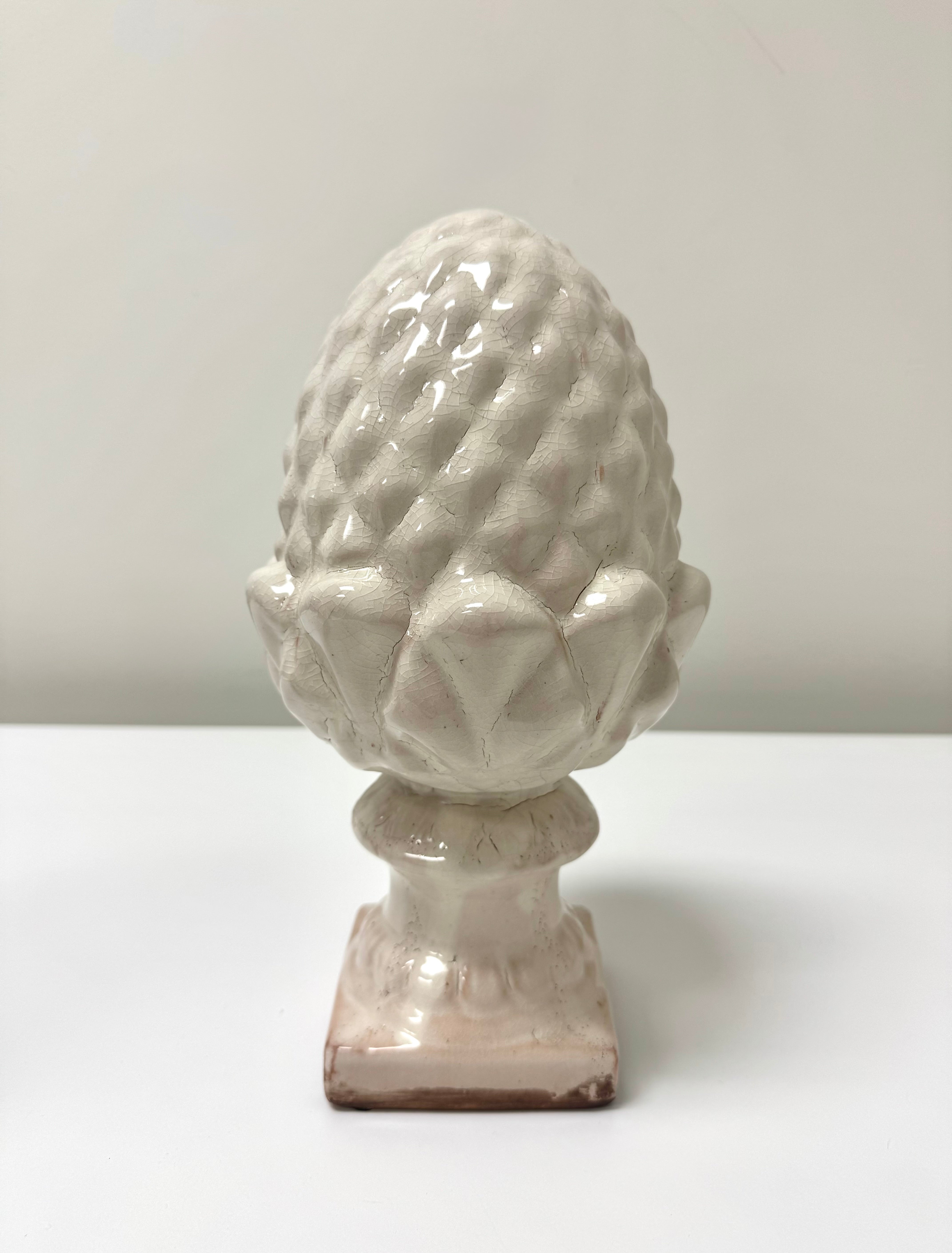 Antiqued White Ceramic Artichoke