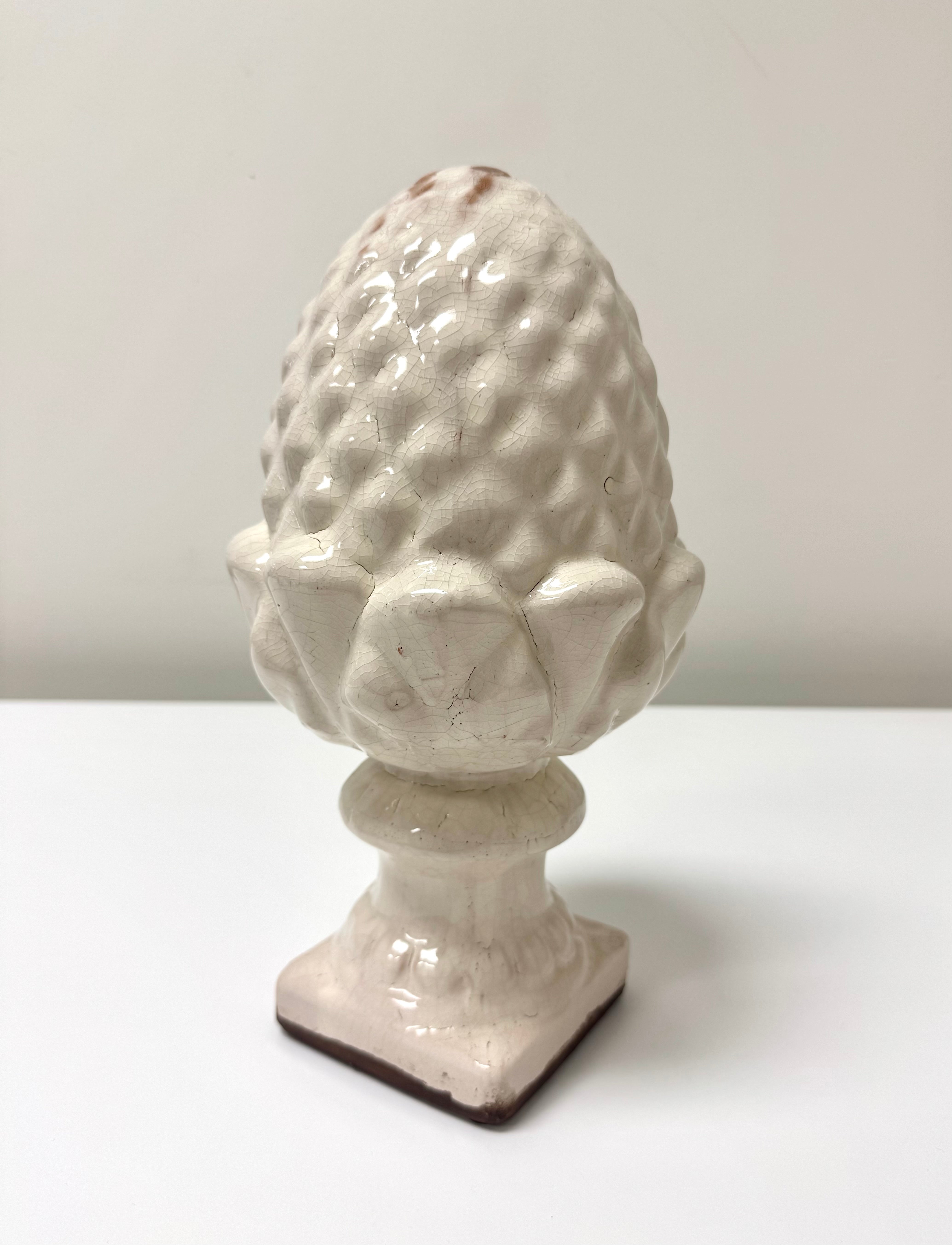 Antiqued White Ceramic Artichoke
