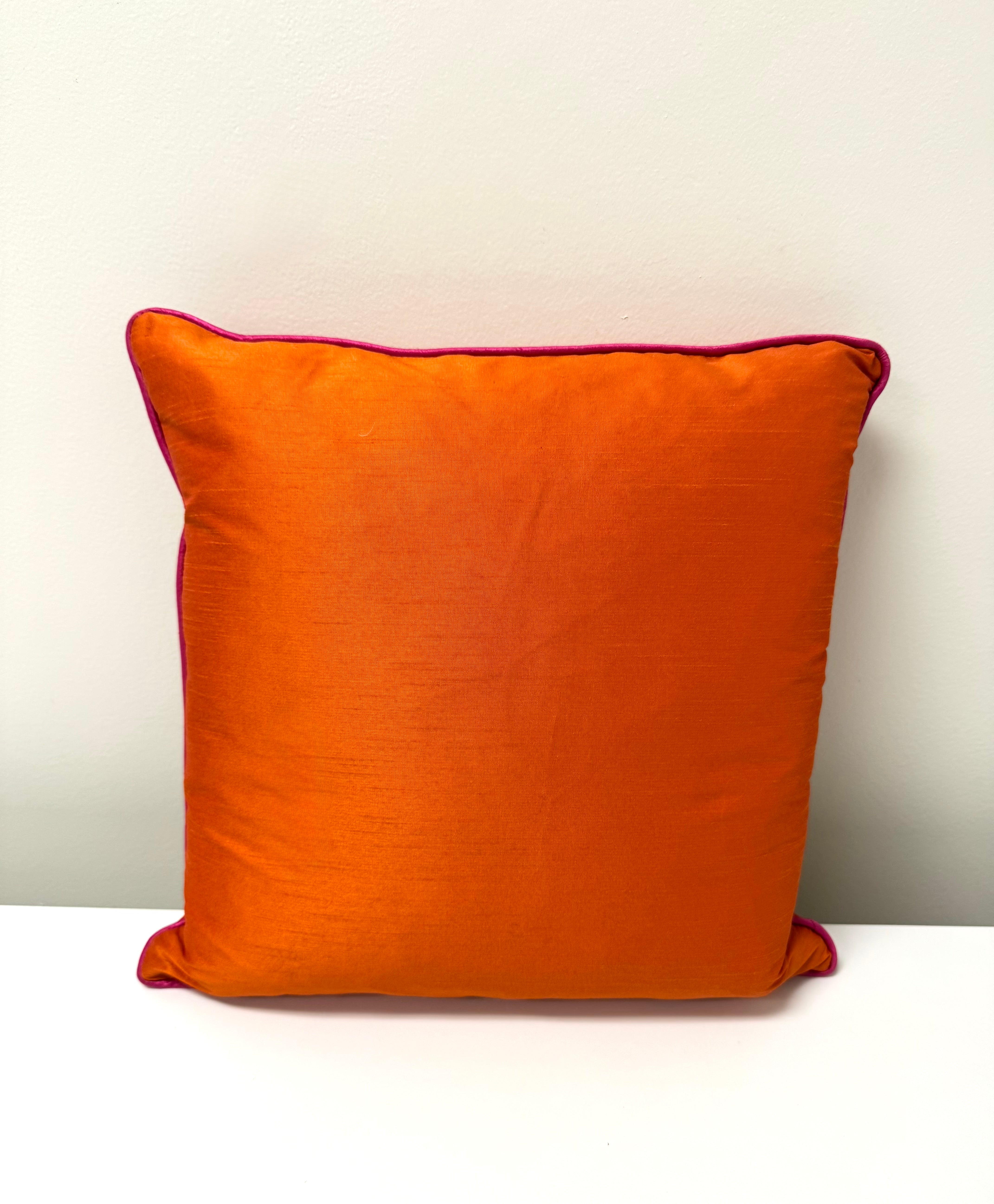 Tangerine 16" Pillow with Fuchsia Piping