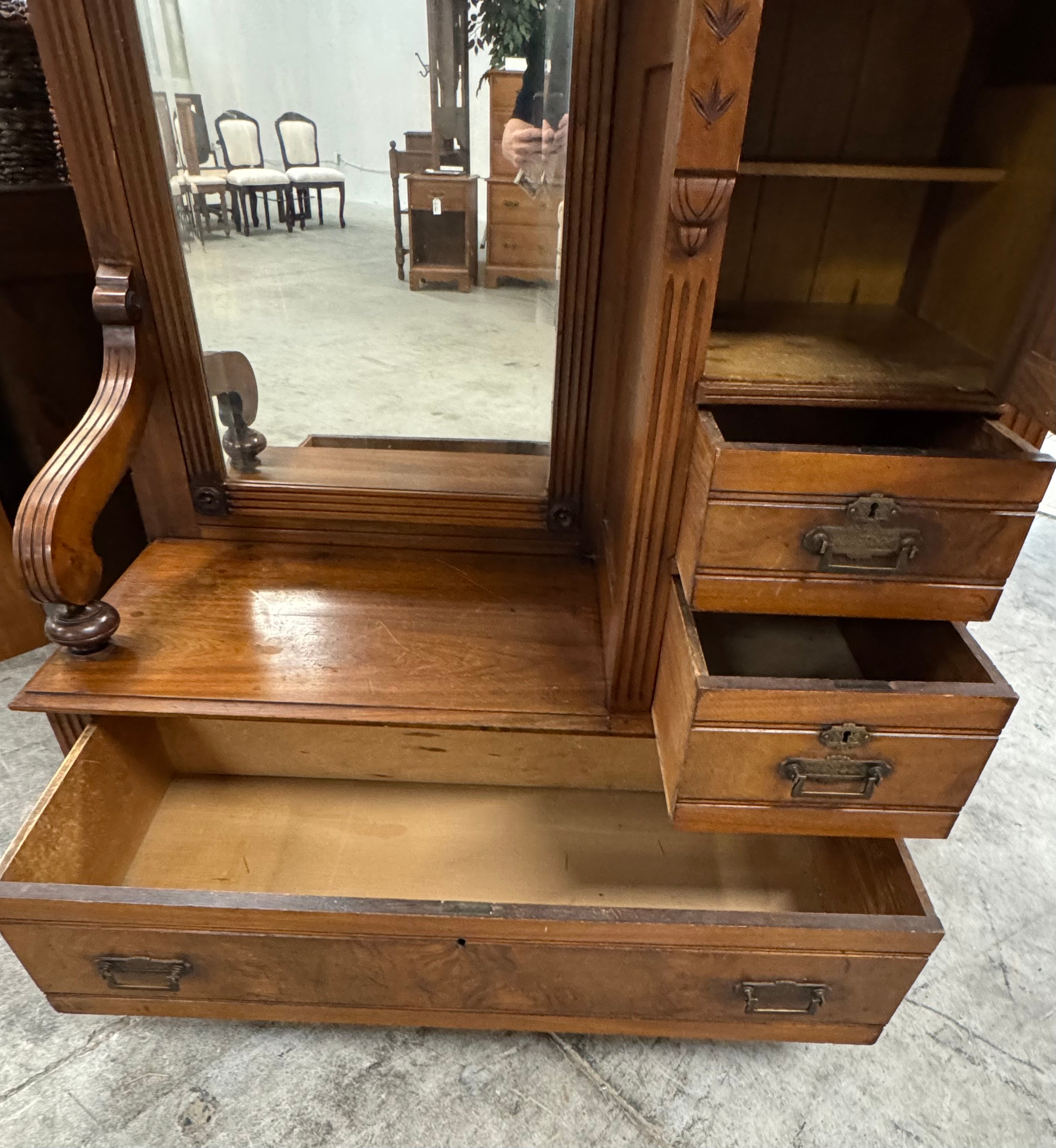 Antique Hall Stand with Mirror