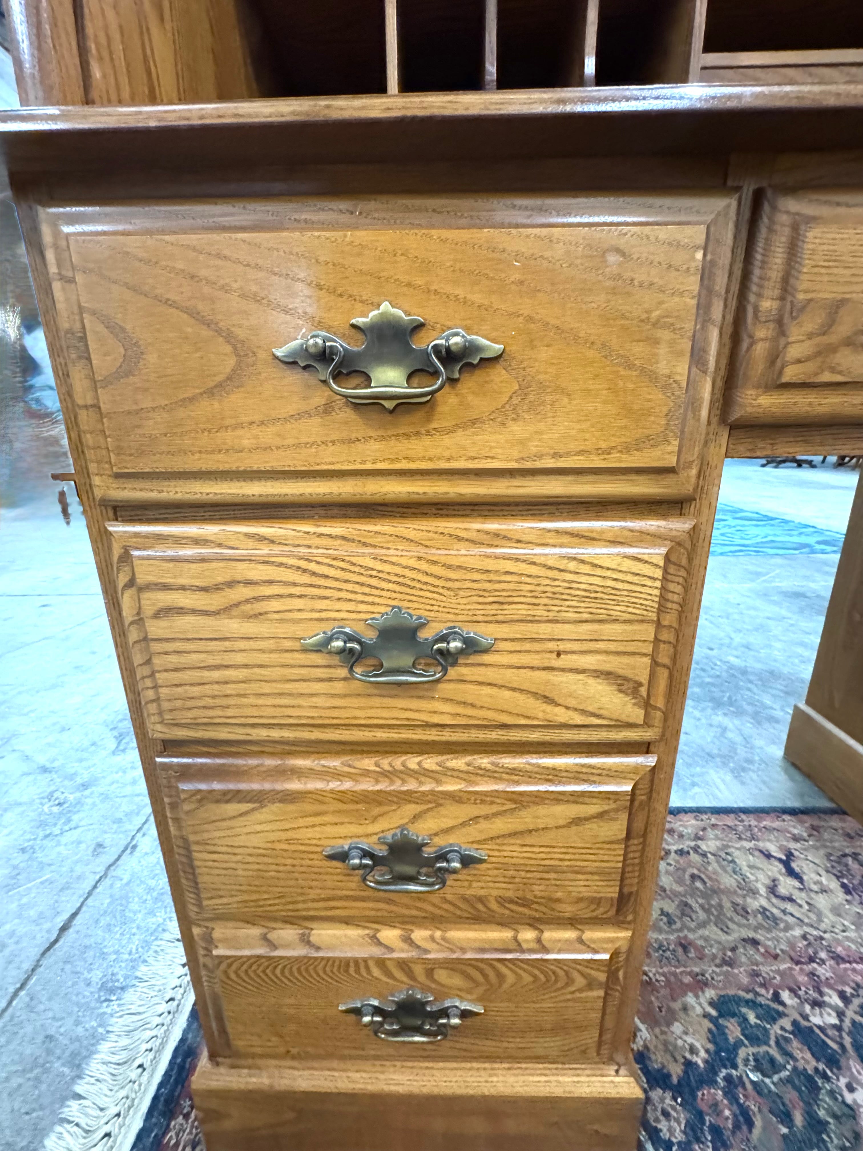 Vintage Oak Roll-top Desk & Chair
