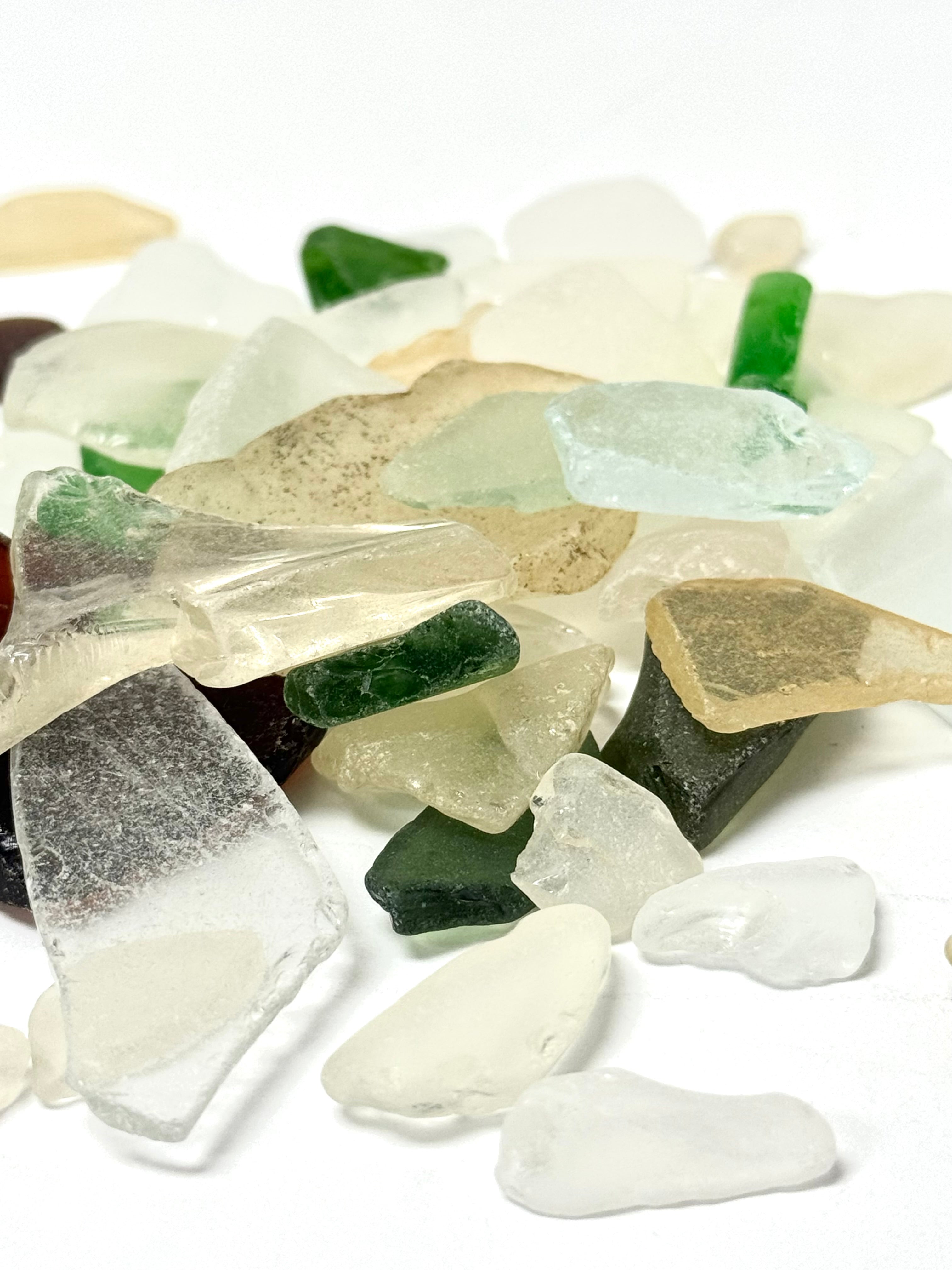 Cape Sable Island Beach Glass in Vintage Milk Bottle