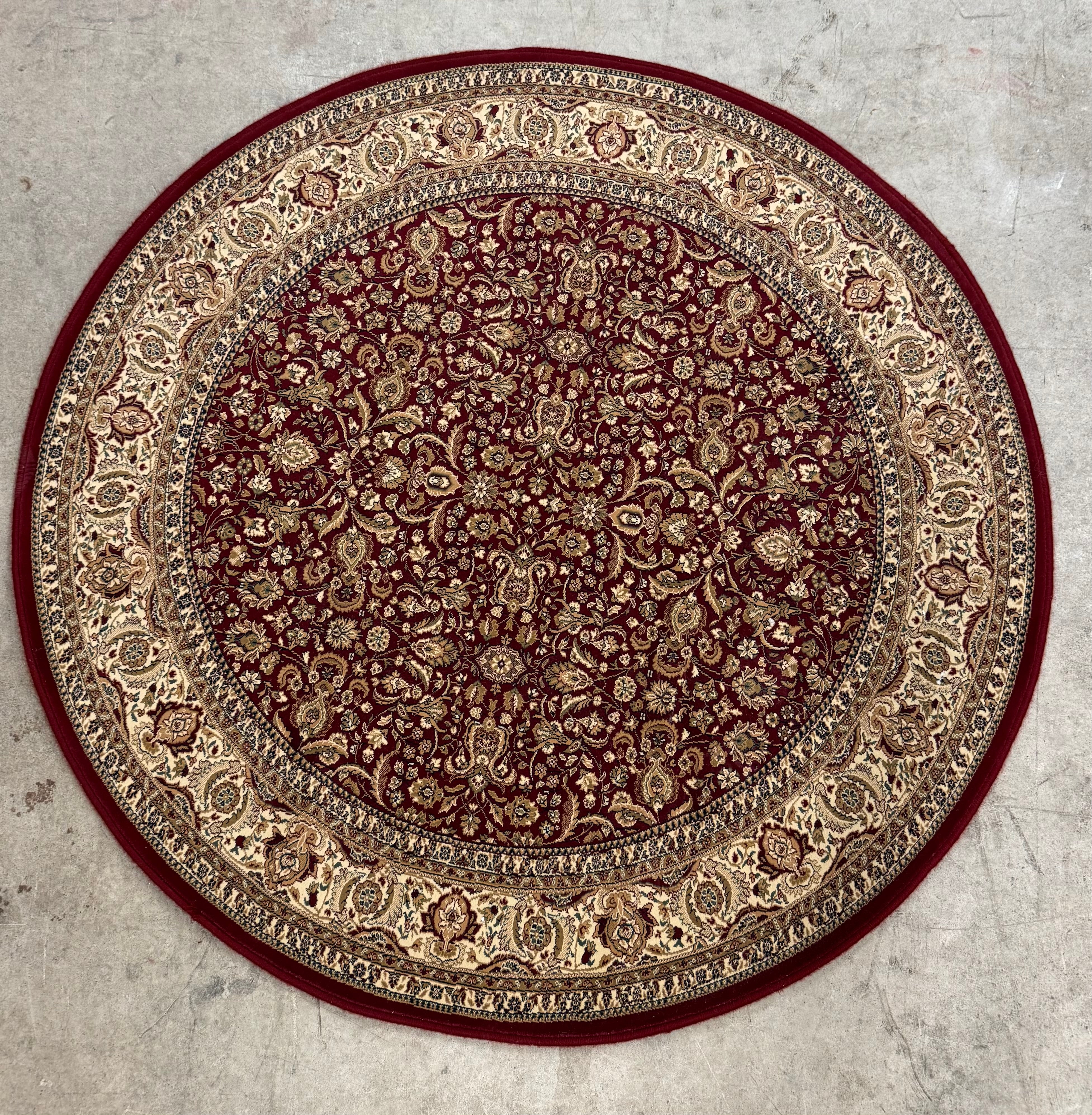 Persian Style 63" Round Crimson Rug