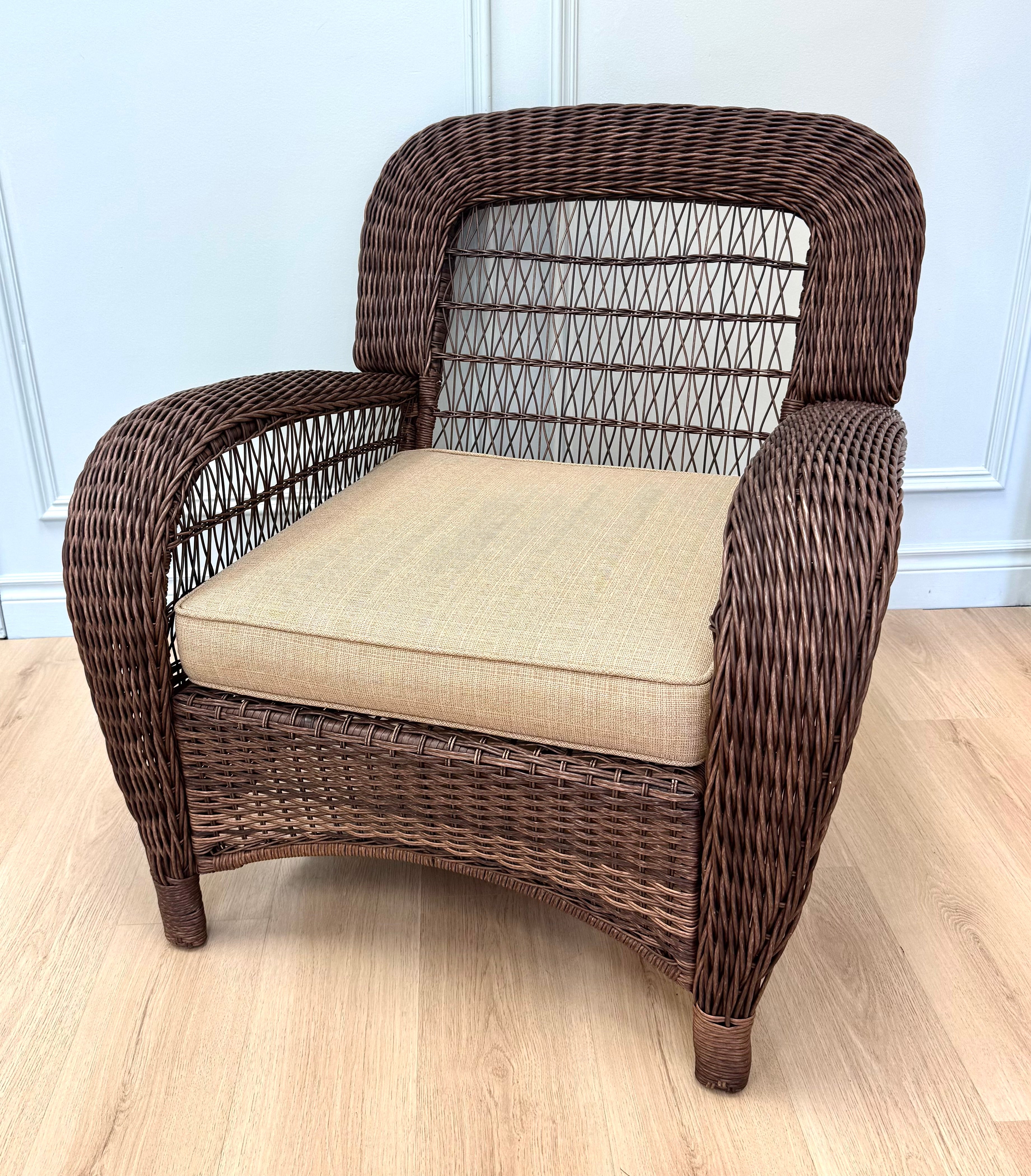 Brown Faux Rattan Outdoor Chair