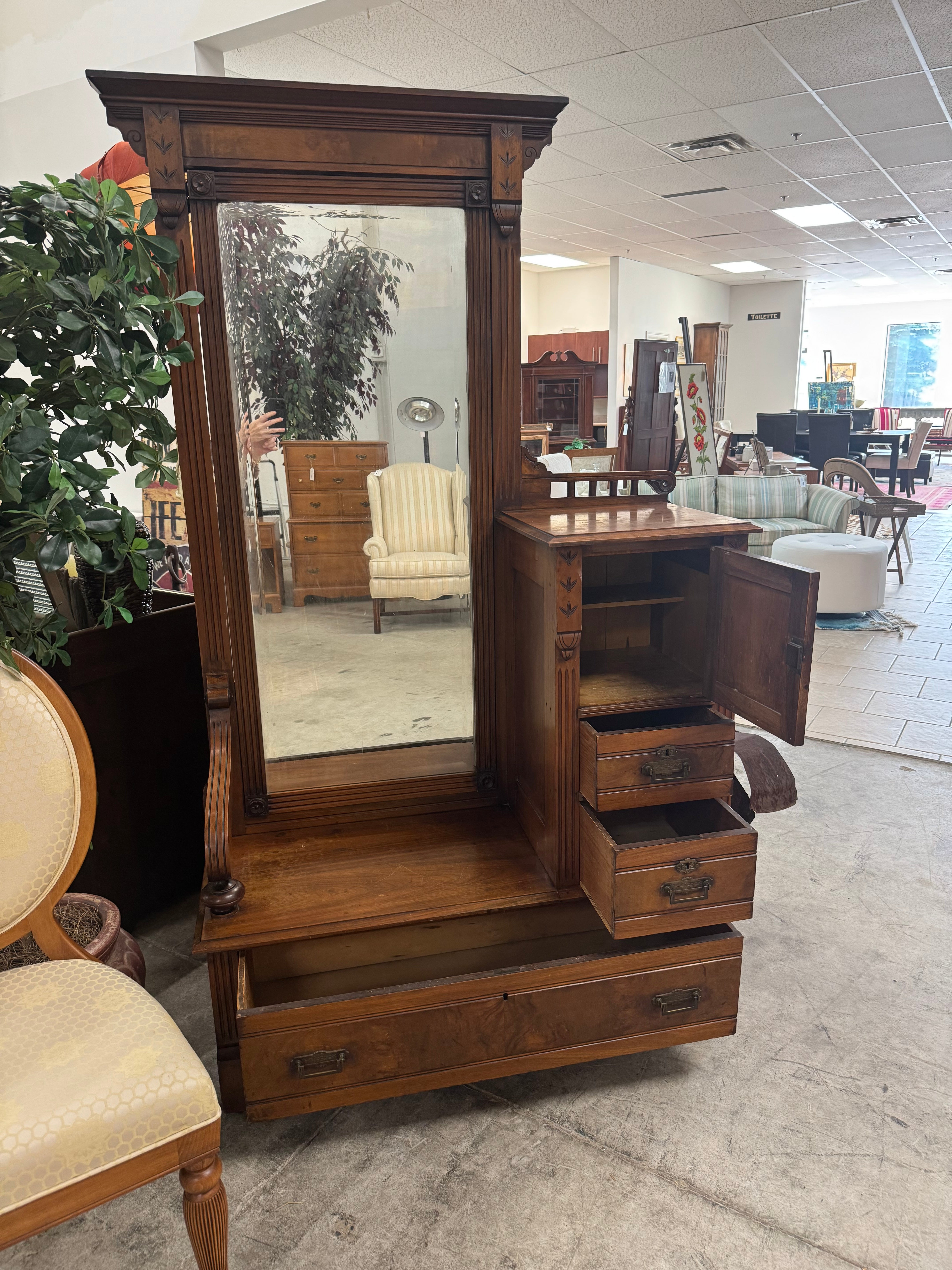 Antique Hall Stand with Mirror