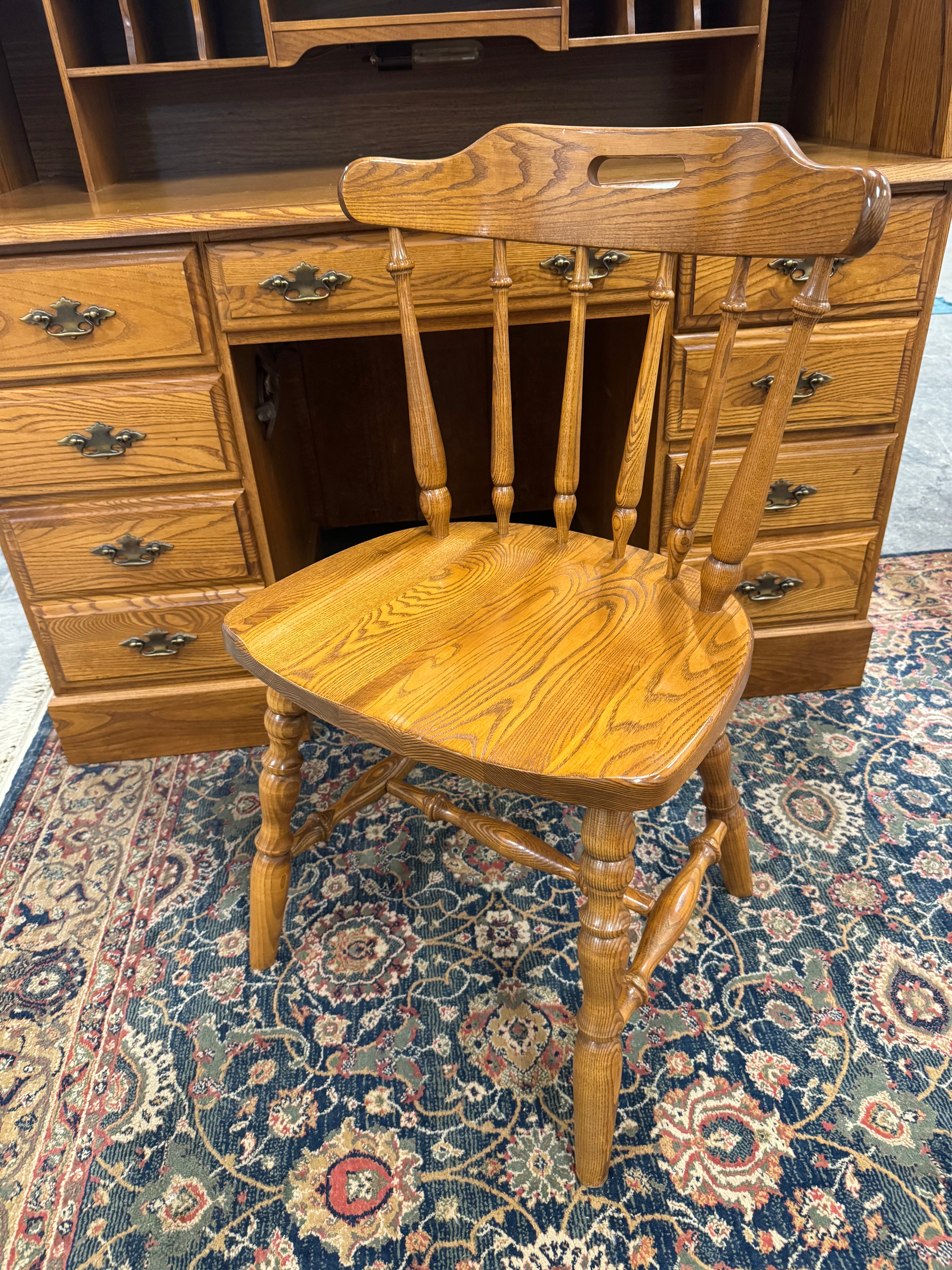 Vintage Oak Roll-top Desk & Chair