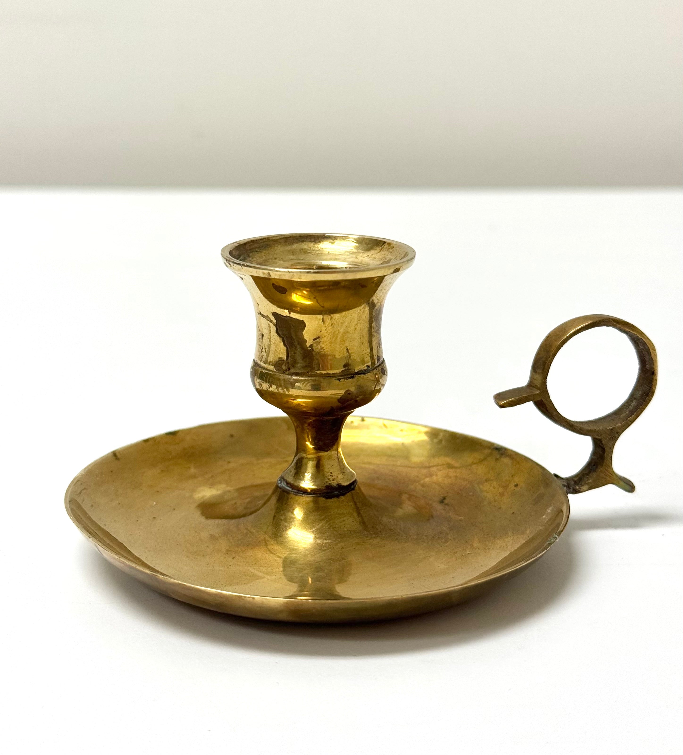 Vintage Aged Brass Chamber Candle Holder