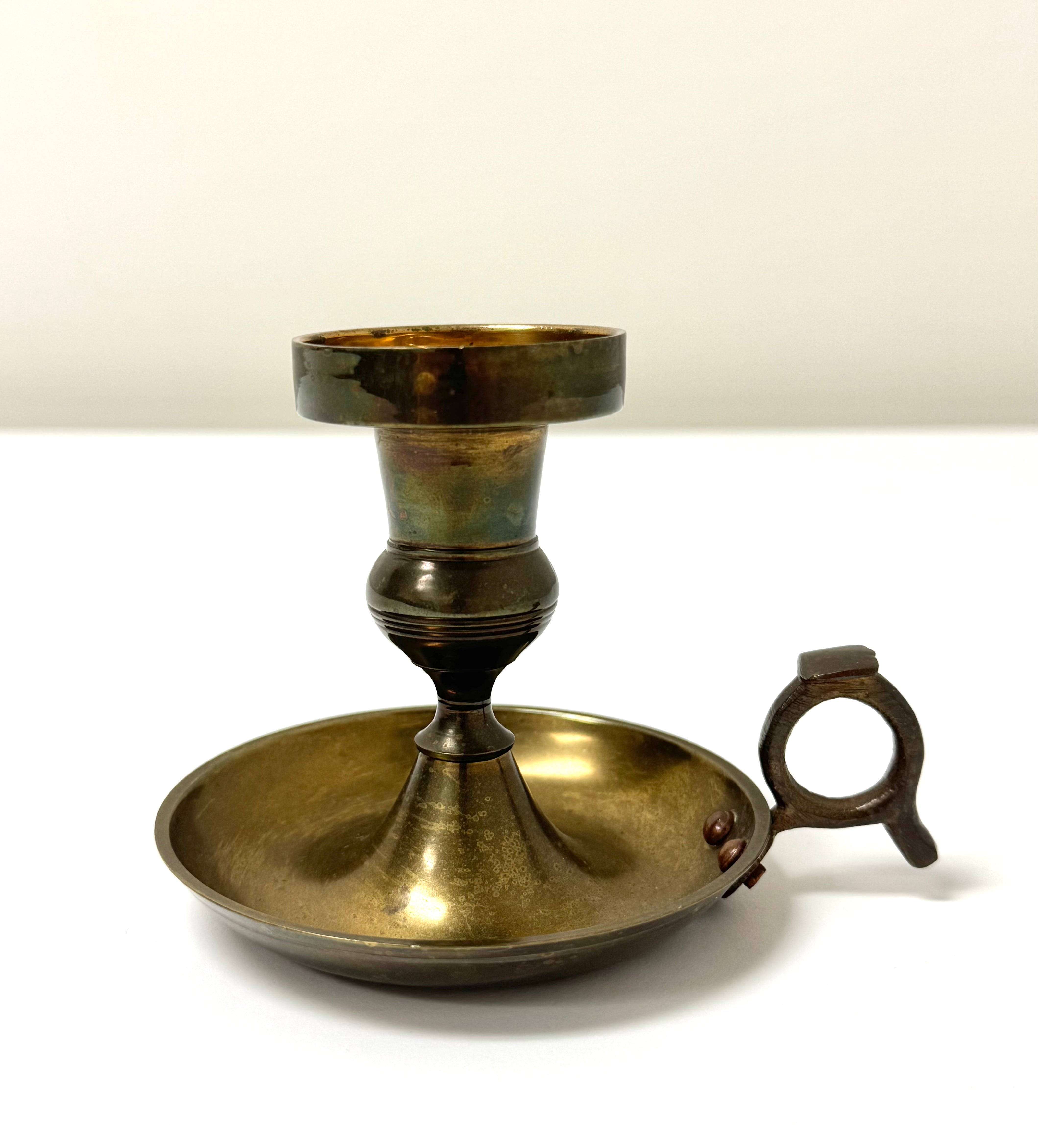 Vintage Aged Brass Chamber Candle Holder