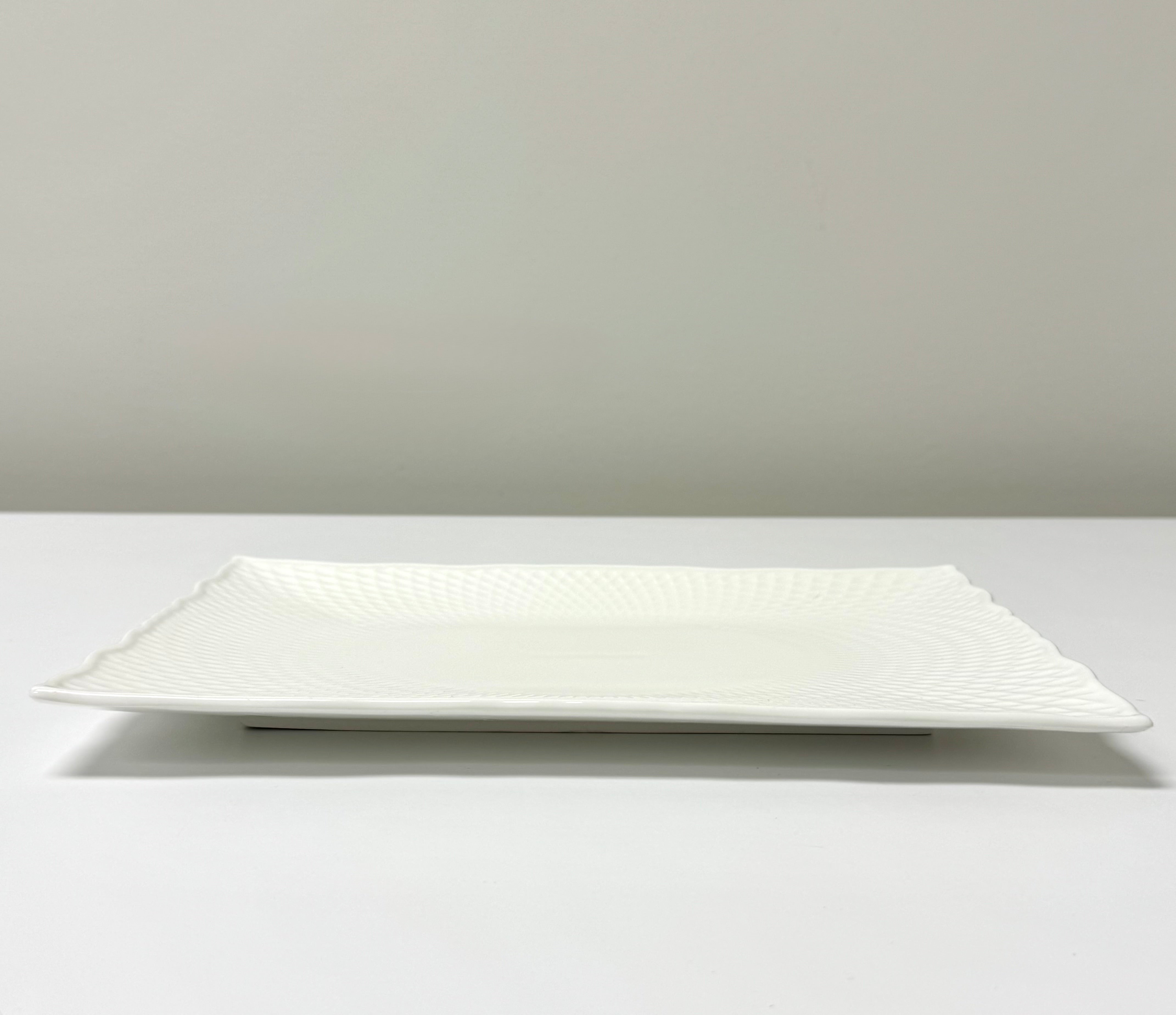 Embossed White Ceramic 12" x 8-1/2'" Plate