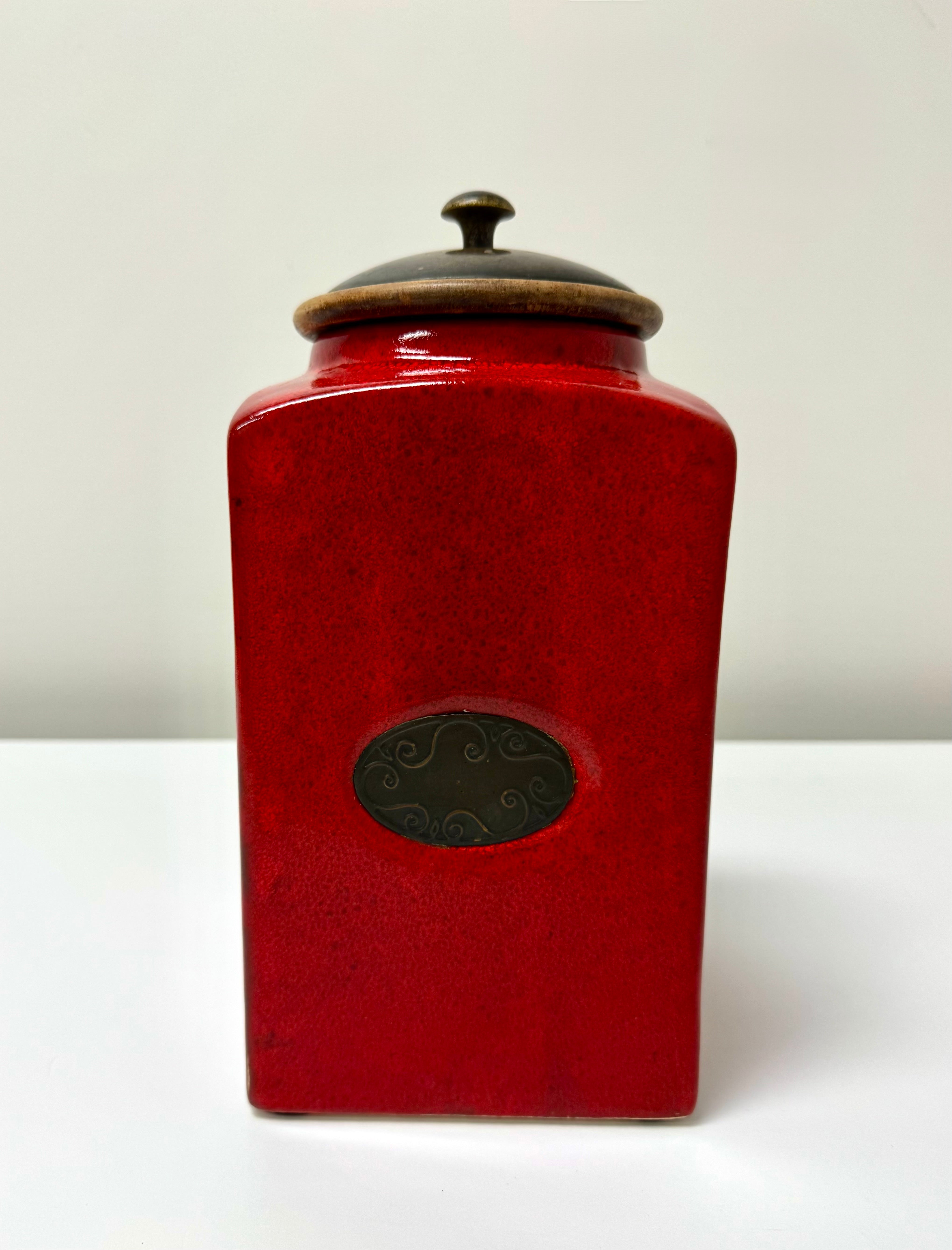 Rustic Red Ceramic Canister