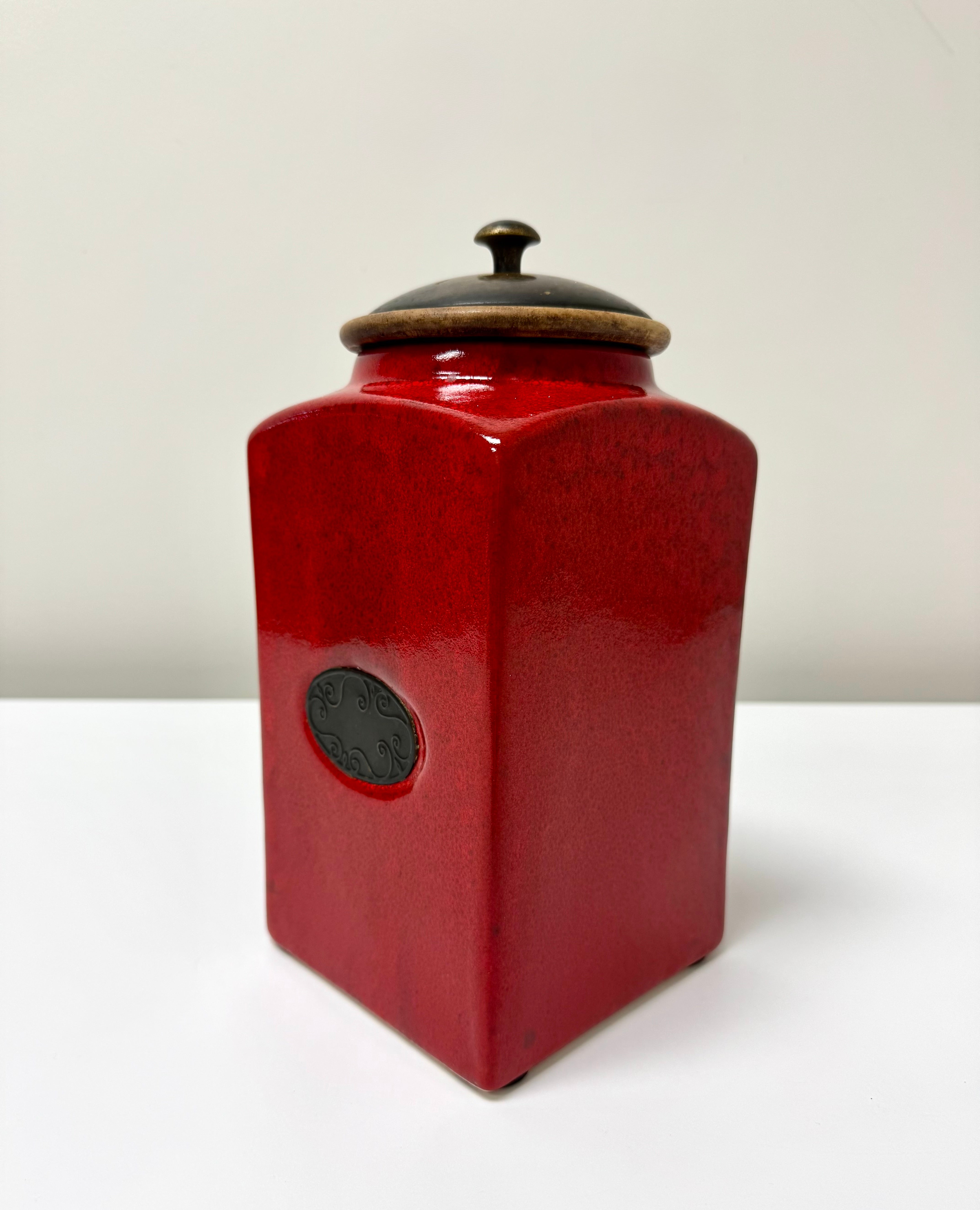 Rustic Red Ceramic Canister