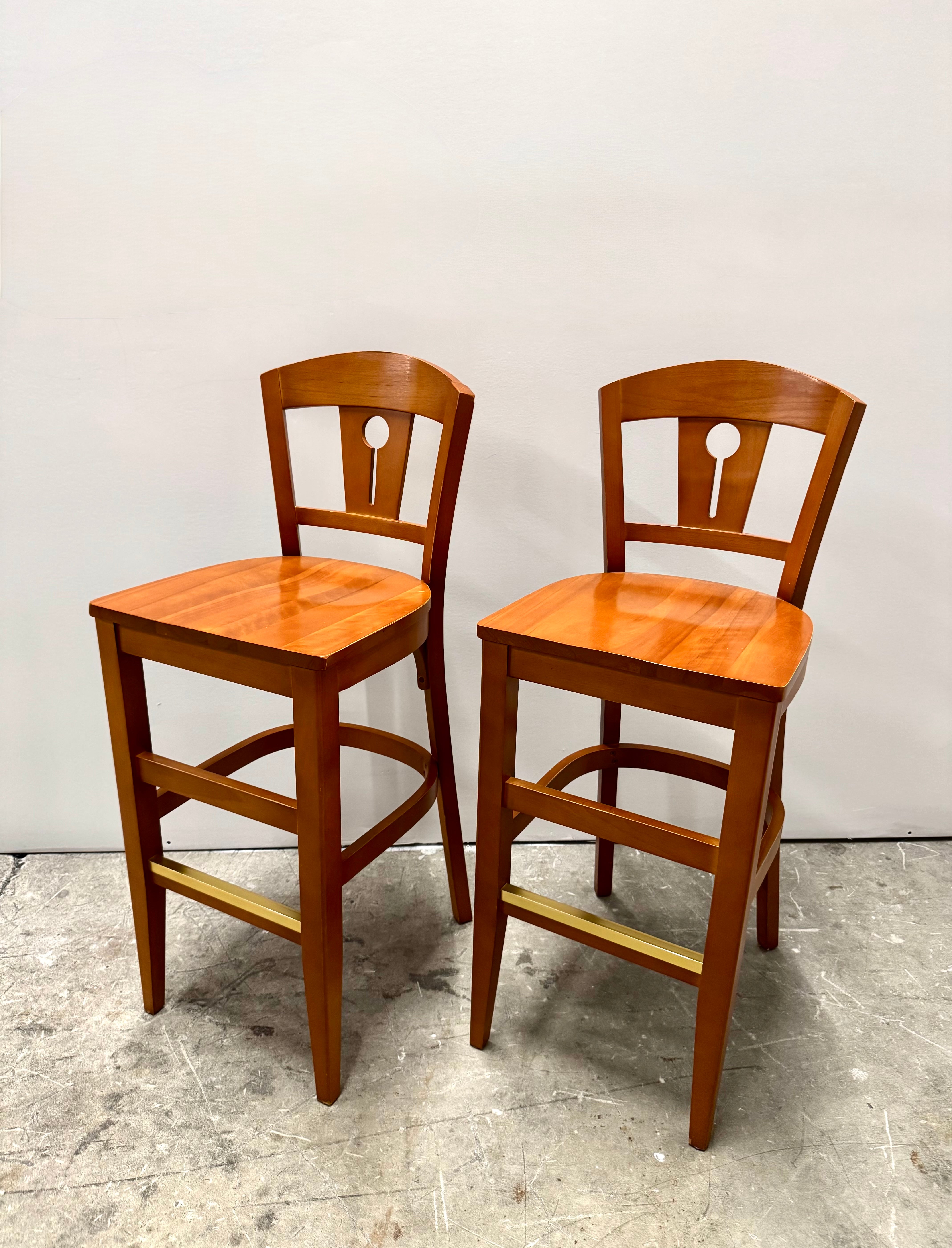Solid Wood Keyhole Bar Stools Set of 2