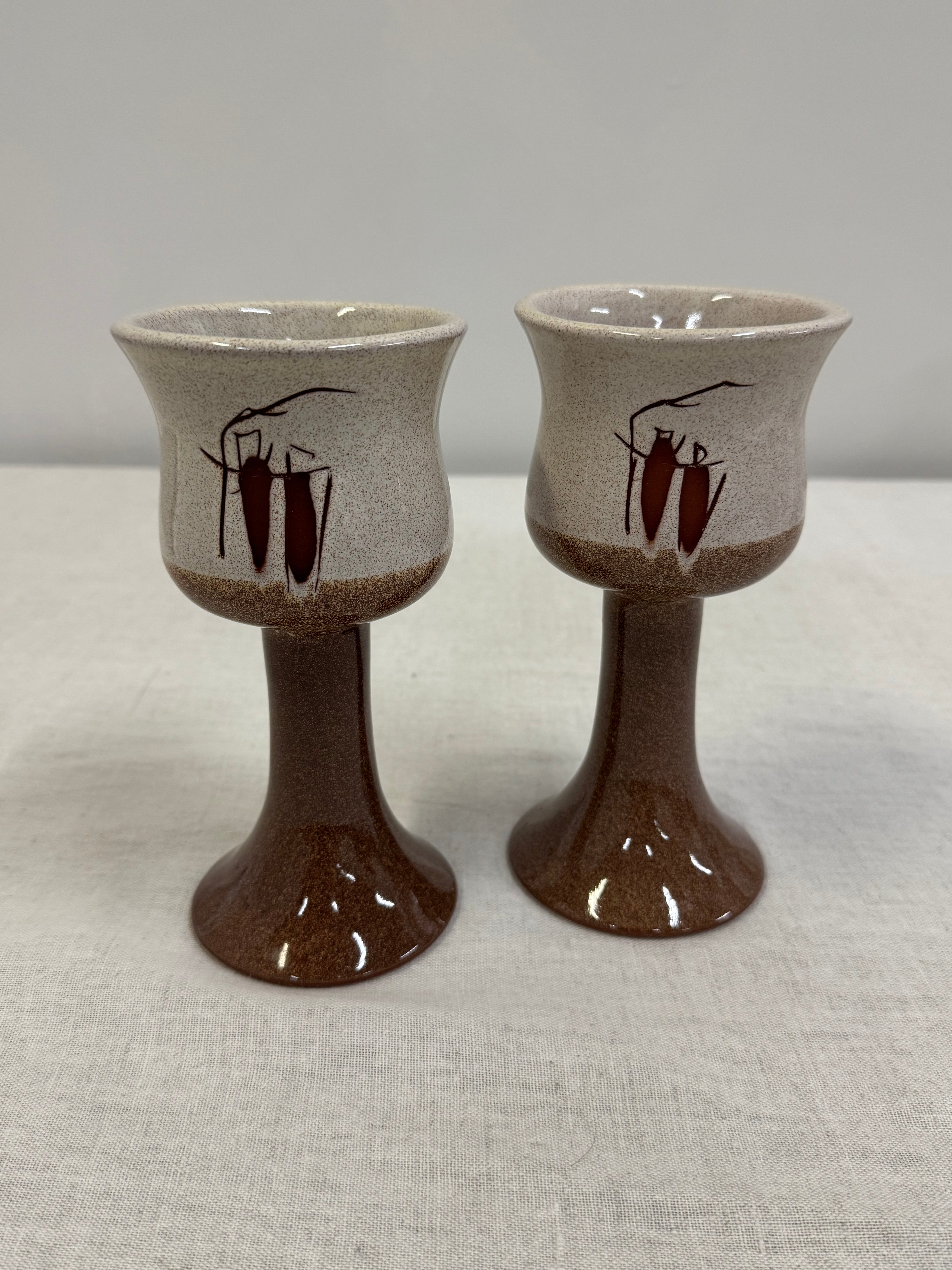 Hand-made Pottery Goblets Set of 2