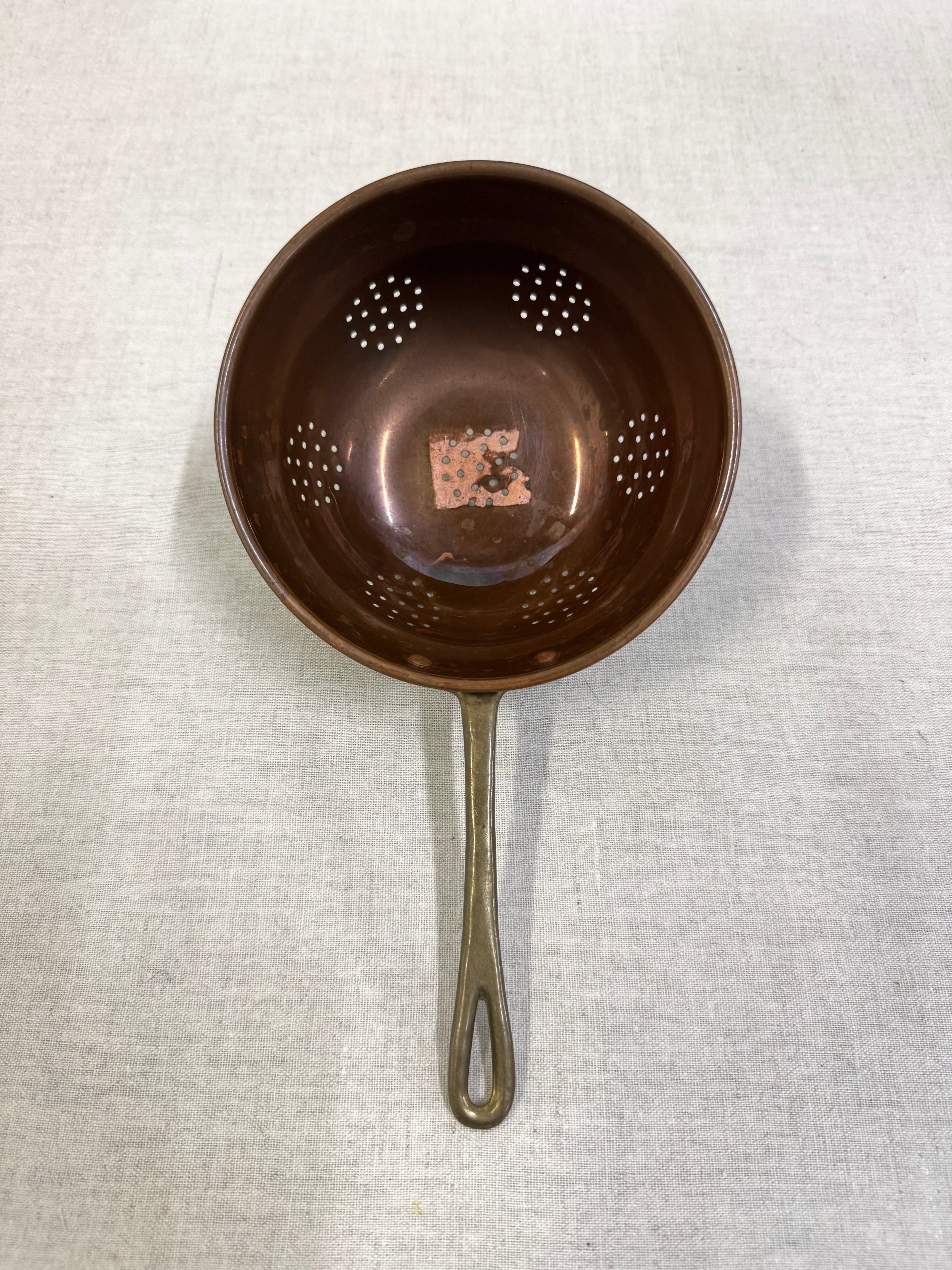 Aged Copper 6" Strainer with Brass Handle