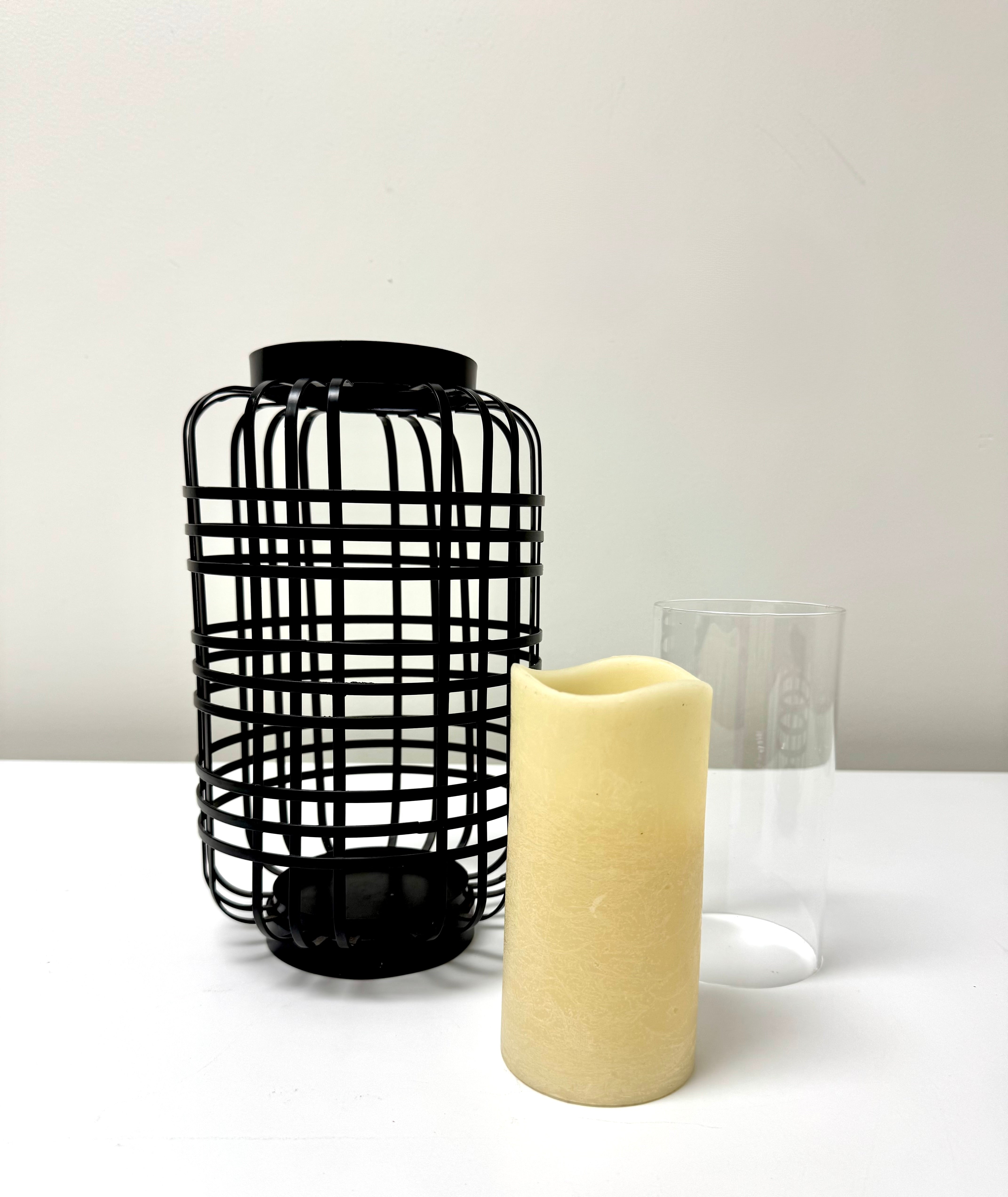 Industrial Cage Hurricane with Flameless Candle
