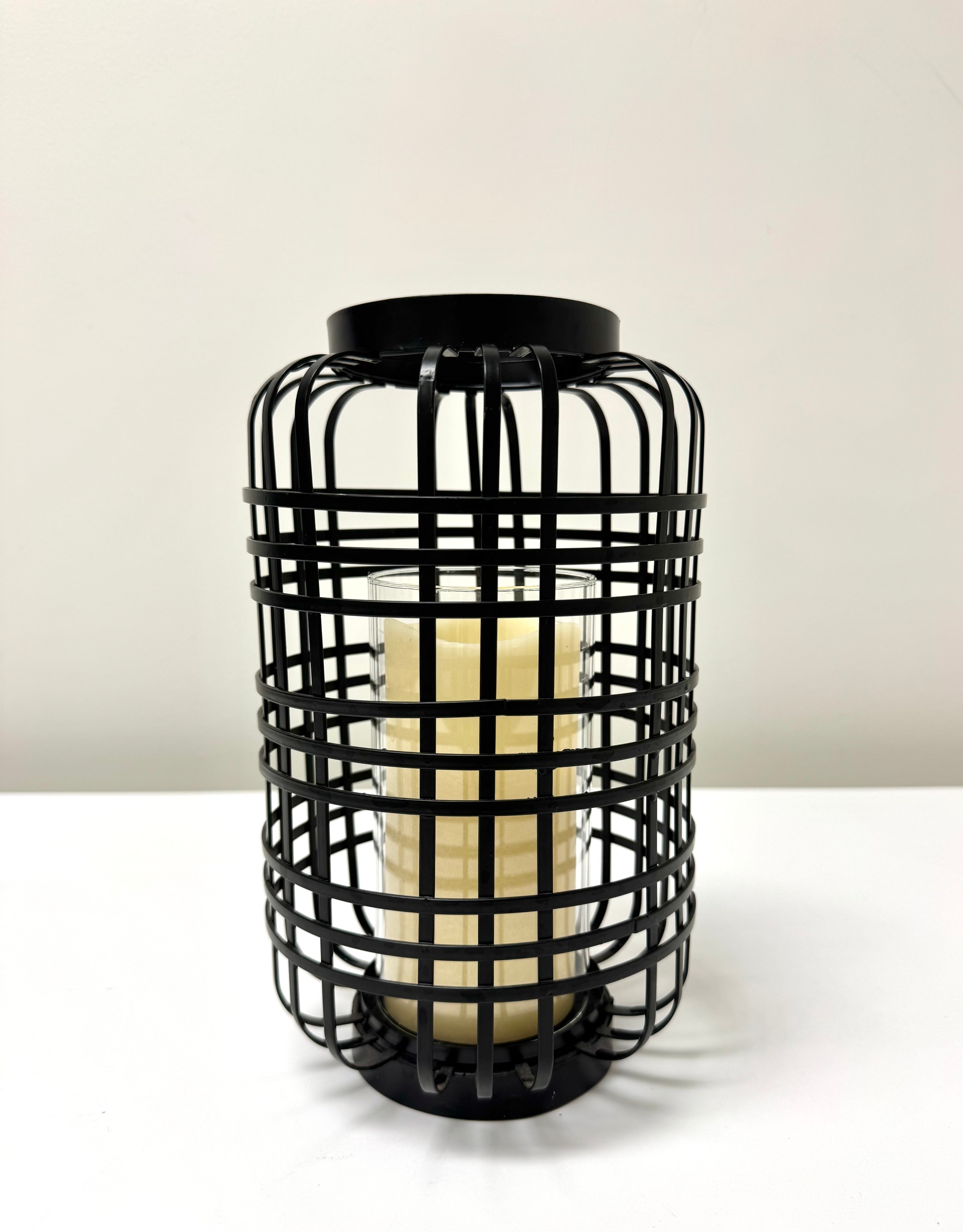 Industrial Cage Hurricane with Flameless Candle
