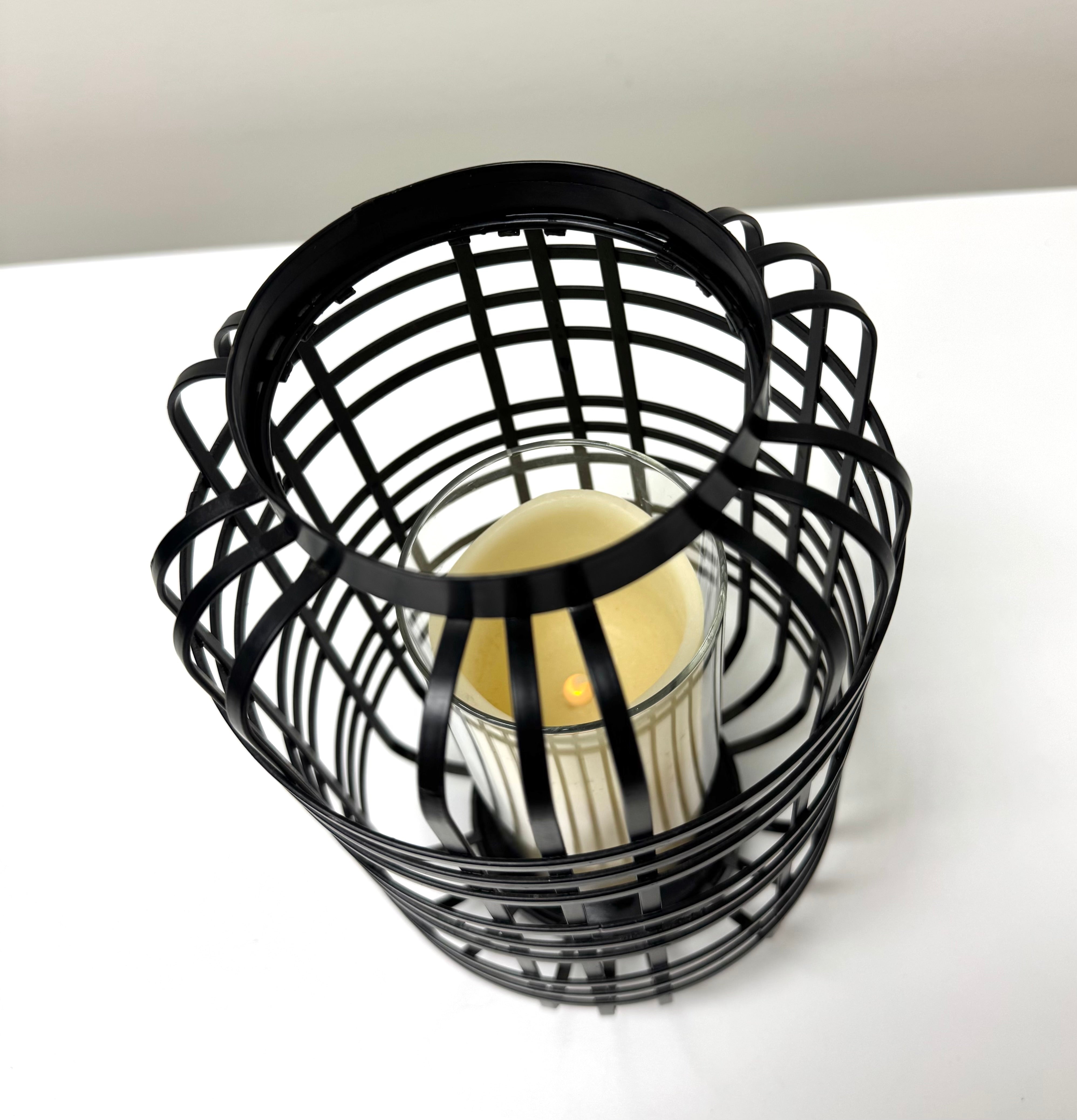 Industrial Cage Hurricane with Flameless Candle
